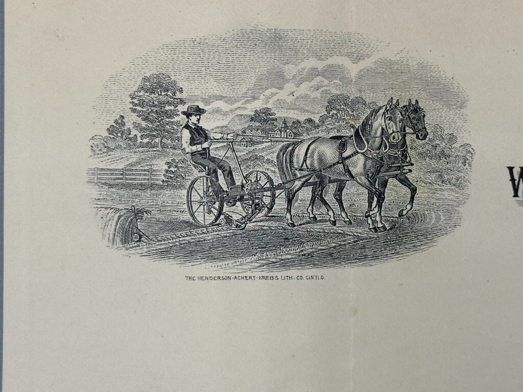 1893 WHITELEY’s HARVESTING MACHINERY Illustrated FARM ADVERTISING Letterhead