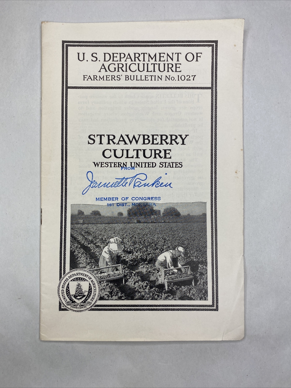 1936 USDA Farmers’ Bulletin No. 1027 Strawberry culture western united states