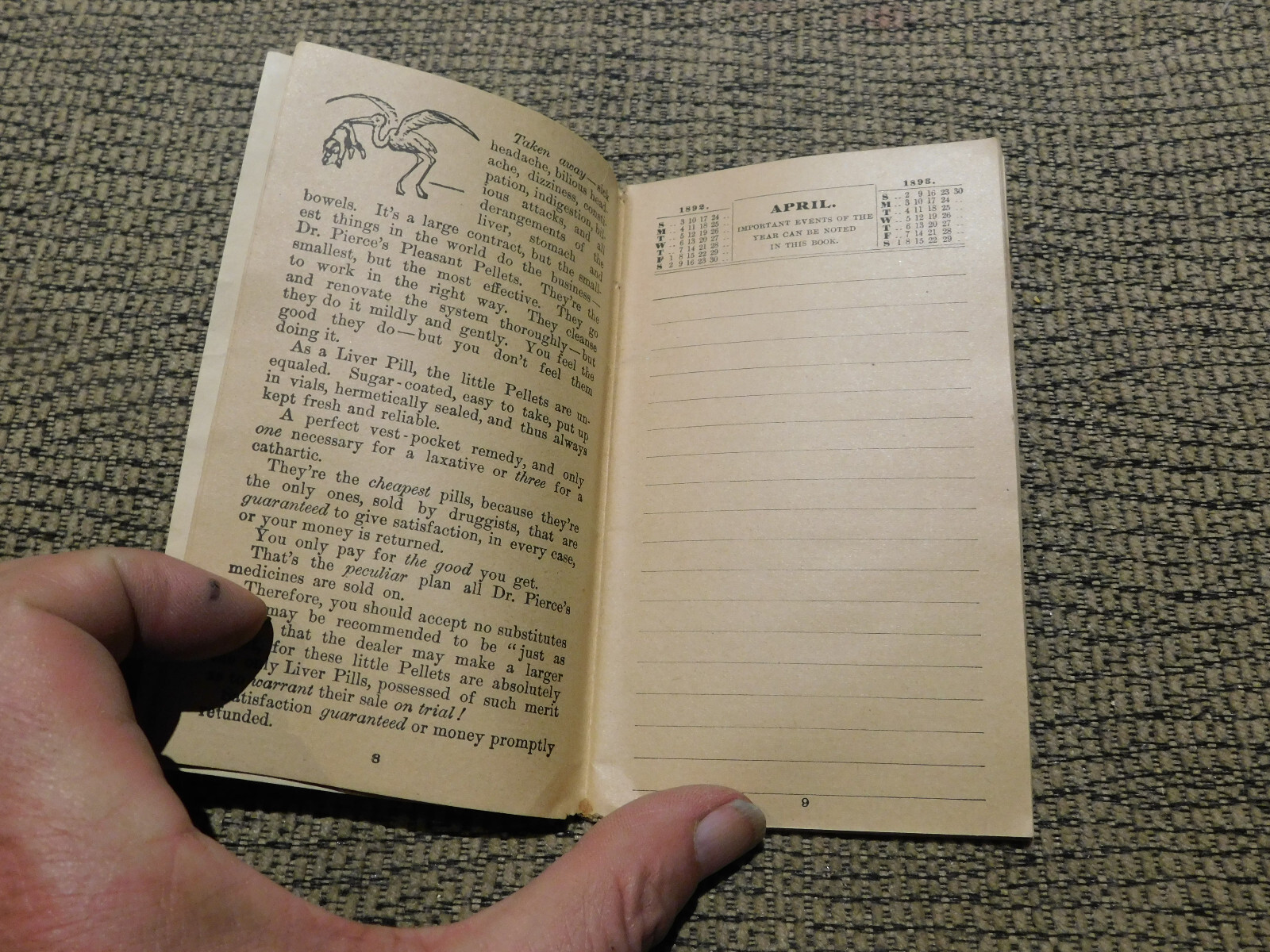 1892 1893 Pierce’s Memorandum Account Book Farm Equipment Notebook 5.6 x 3.4″