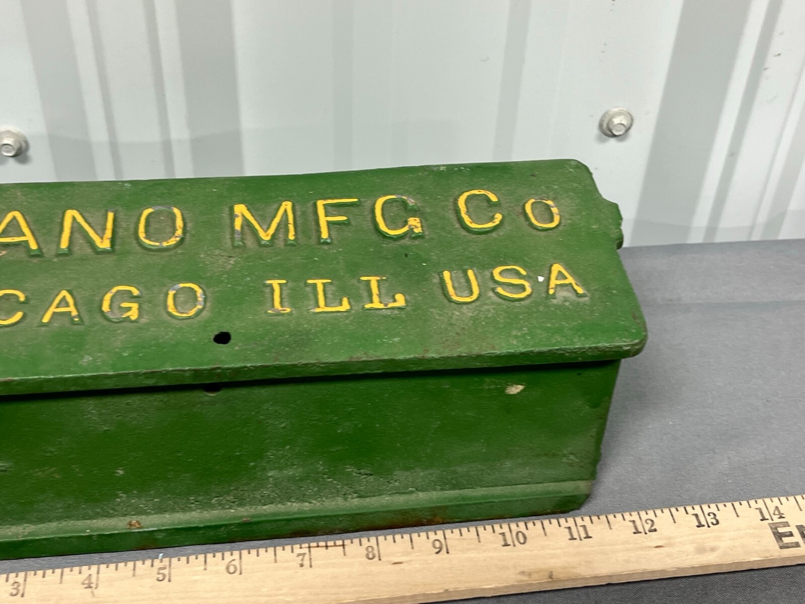 Vintage PLANO Mfg Cast Iron TOOLBOX Old Original Chicago IHC
