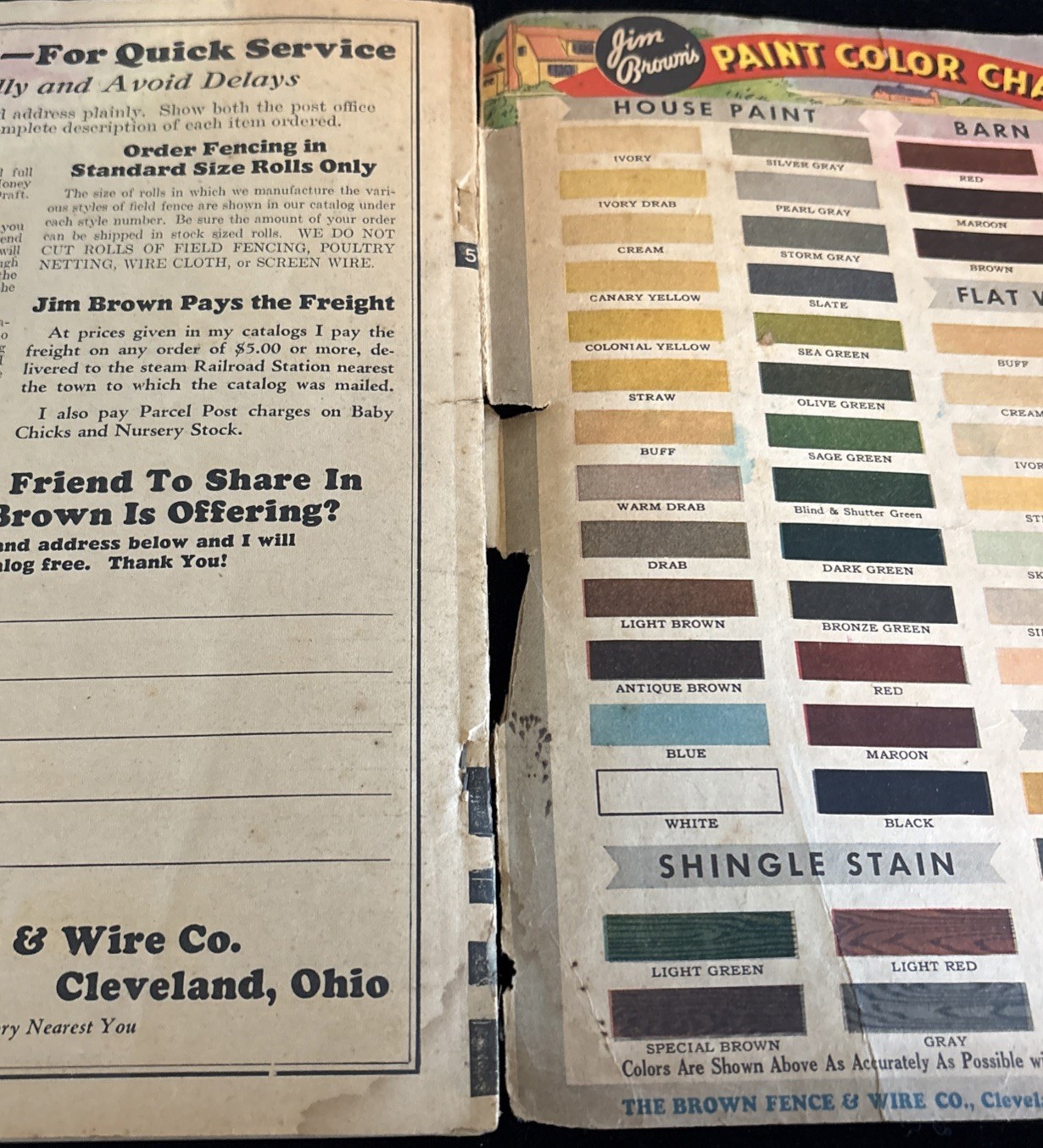 JIM BROWN’S 1935 BARGAIN BOOK – THE BROWN FENCE & WIRE CO.- Catalog See Pics