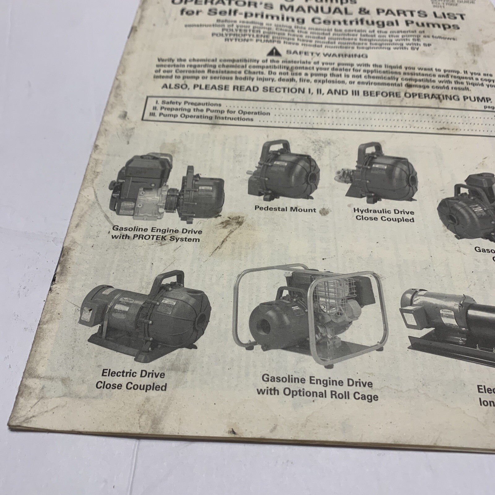 Pacer Pumps ‘S’ Self-Priming Centrifugal Pumps Operator’s Manual & Parts List