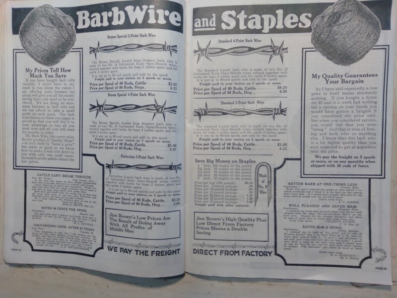 1924 Jim Brown’s Bargain Book of Fencing Gates Steel Posts Barb Wire Roofing