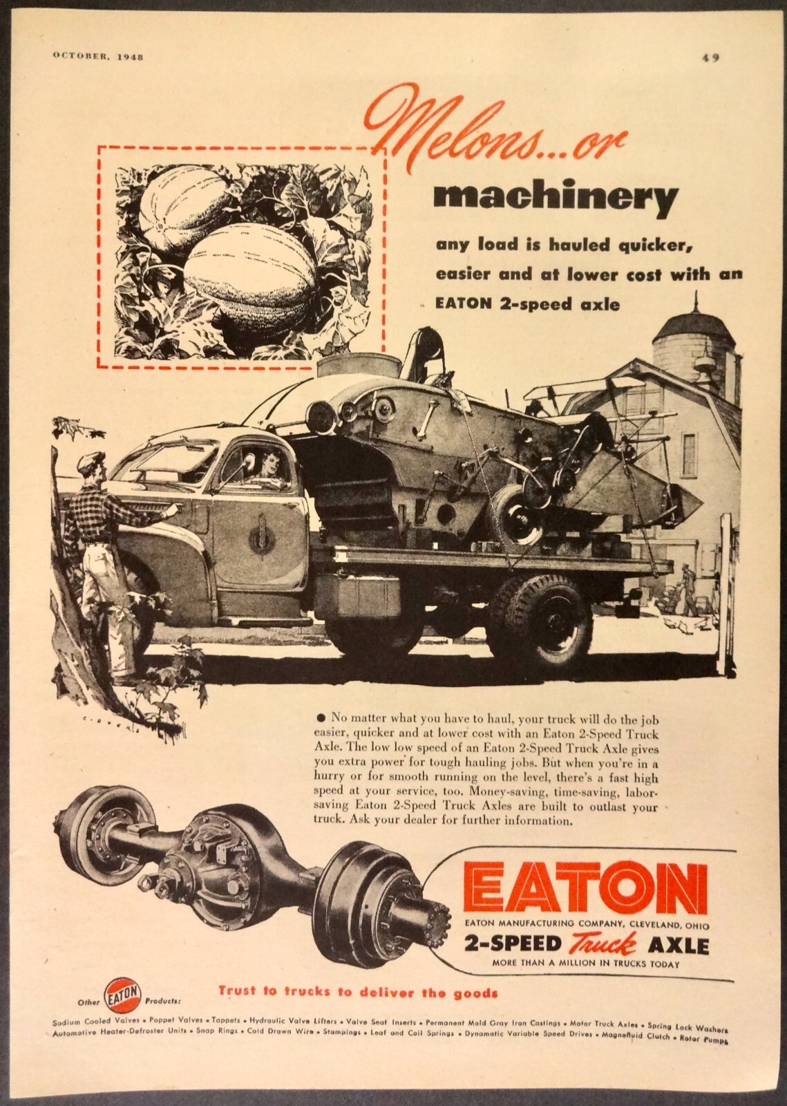 Vintage 1948 Print Ad Eaton 2-speed Truck Axles “Melons…or Machinery”