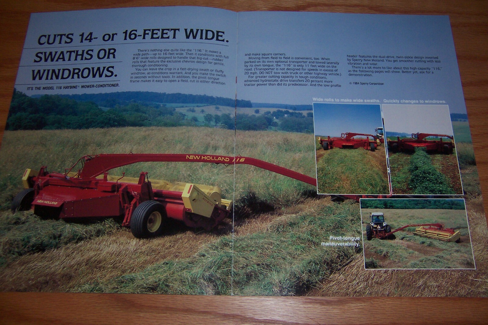 SPERRY NEW HOLLAND HAYBINE, MOWER CONDITIONER 116, LIT # 31011610-10 1984