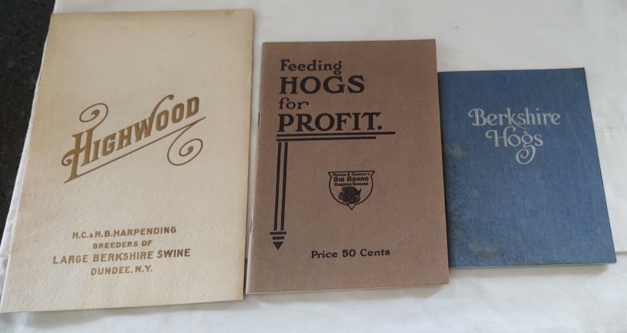 3 Vtg Antique Booklets Farm farming Hogs Pigs , Berkshire / Dundee ,NY Morris