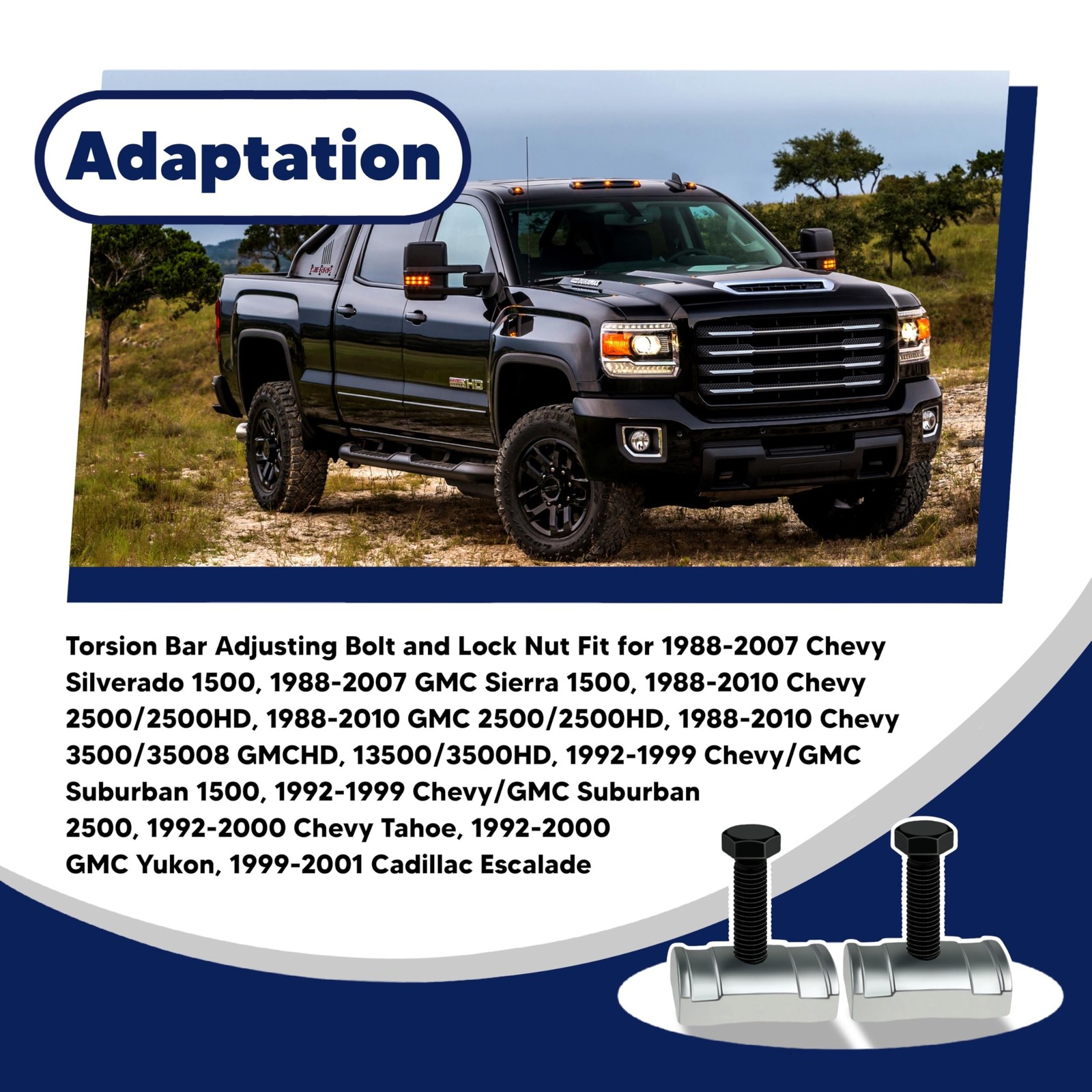VONLX Torsion Bar Adjustment Bolt and Lock Nut Fit for Chevrolet silver