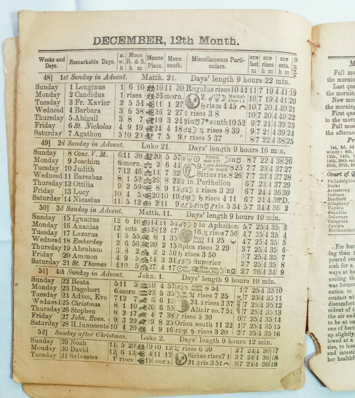 Vintage 1895 John Bear Baer’s Agricultural Almanac Lancaster PA Antique Farmers