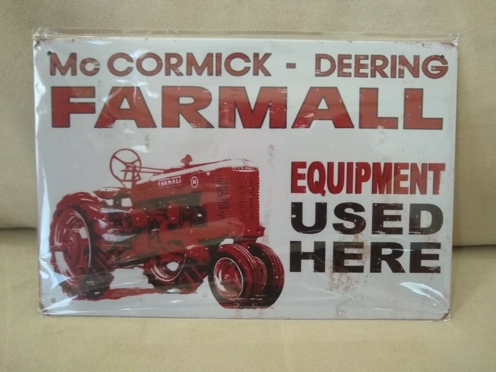 New Sealed McCormick Deering Farmall Equipment Metal Tin Sign 8 x 12 Man Cave