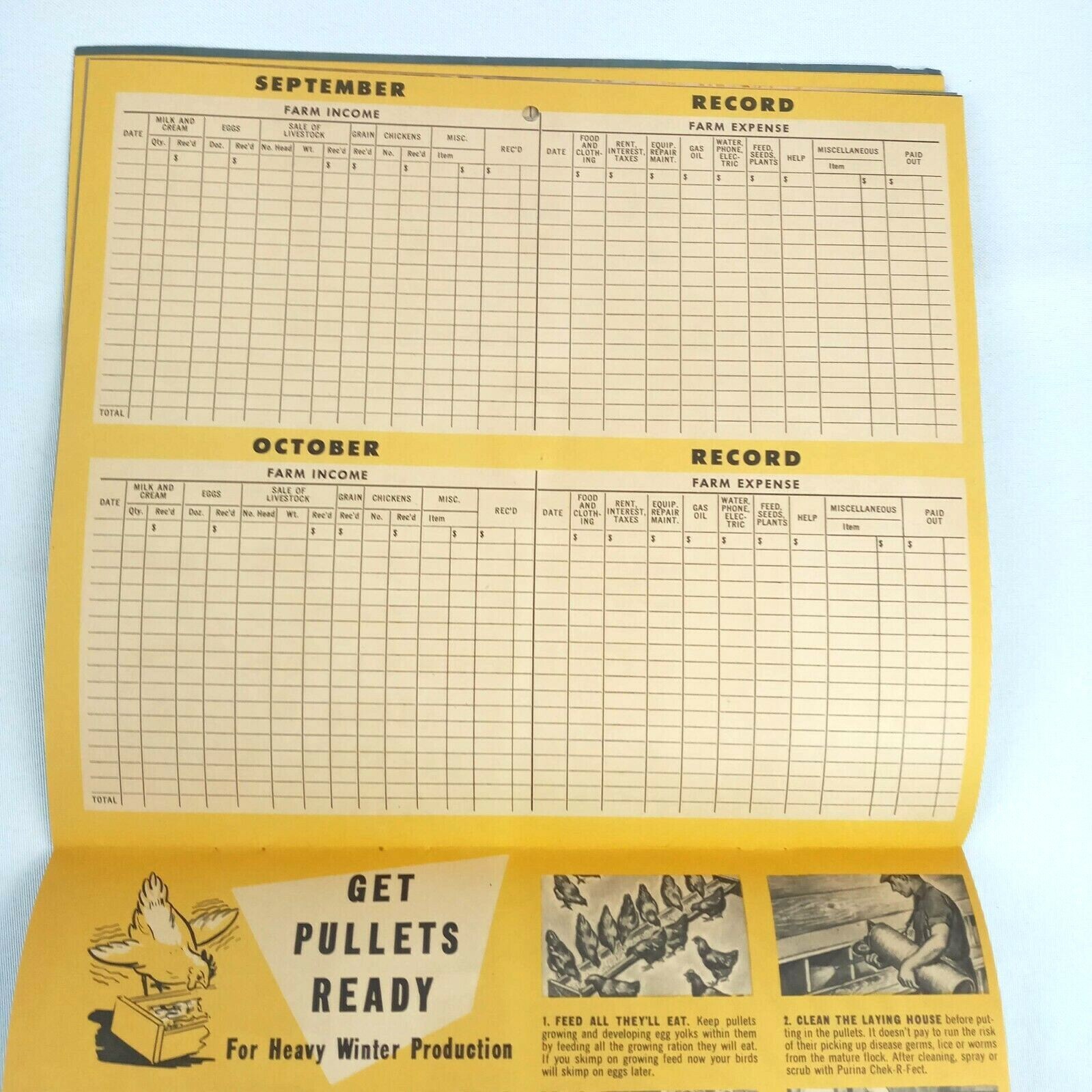 Vintage 1948 Farm Income & Expense Calendar Gehl’s Market Pig Production Plan