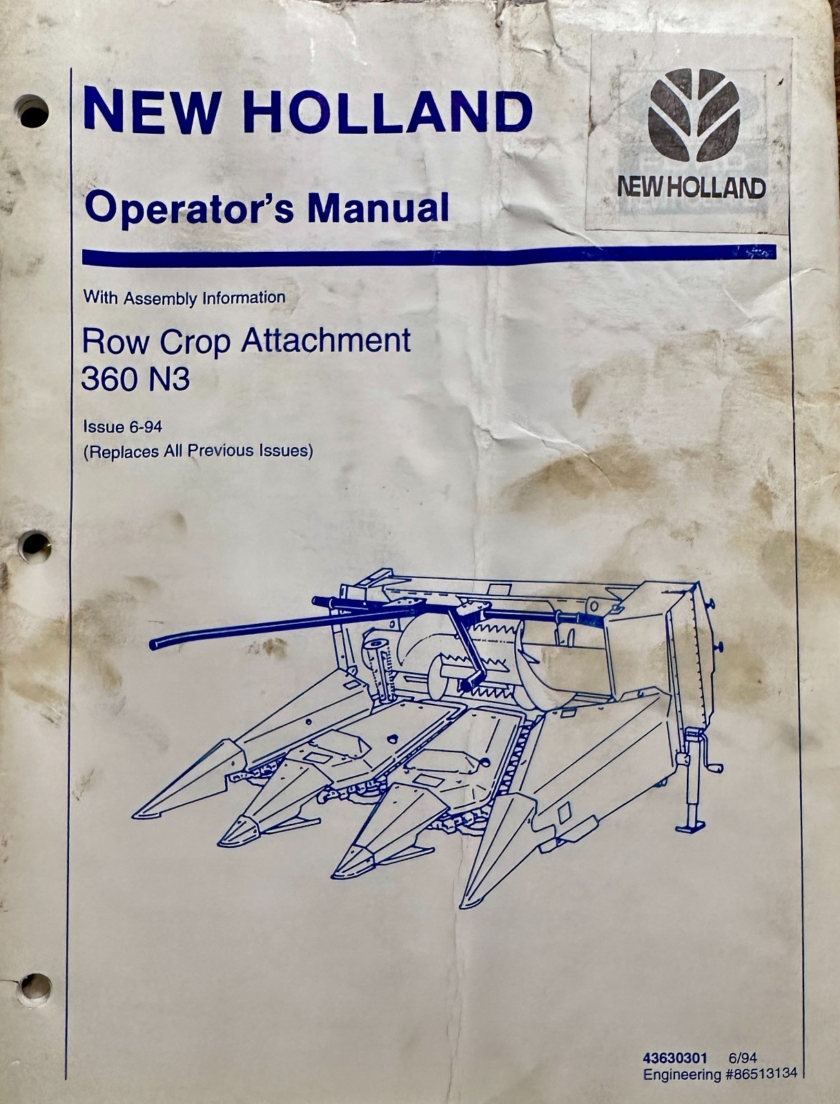 1994 Ford – New Holland Row Crop Attachment Operators Manual 360 N3 – MC15