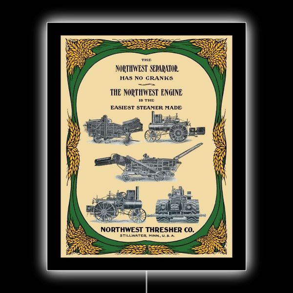 Northwest Thresher of Stillwater Minnesota NEW LED Hanging Lighted Sign: 18×23″