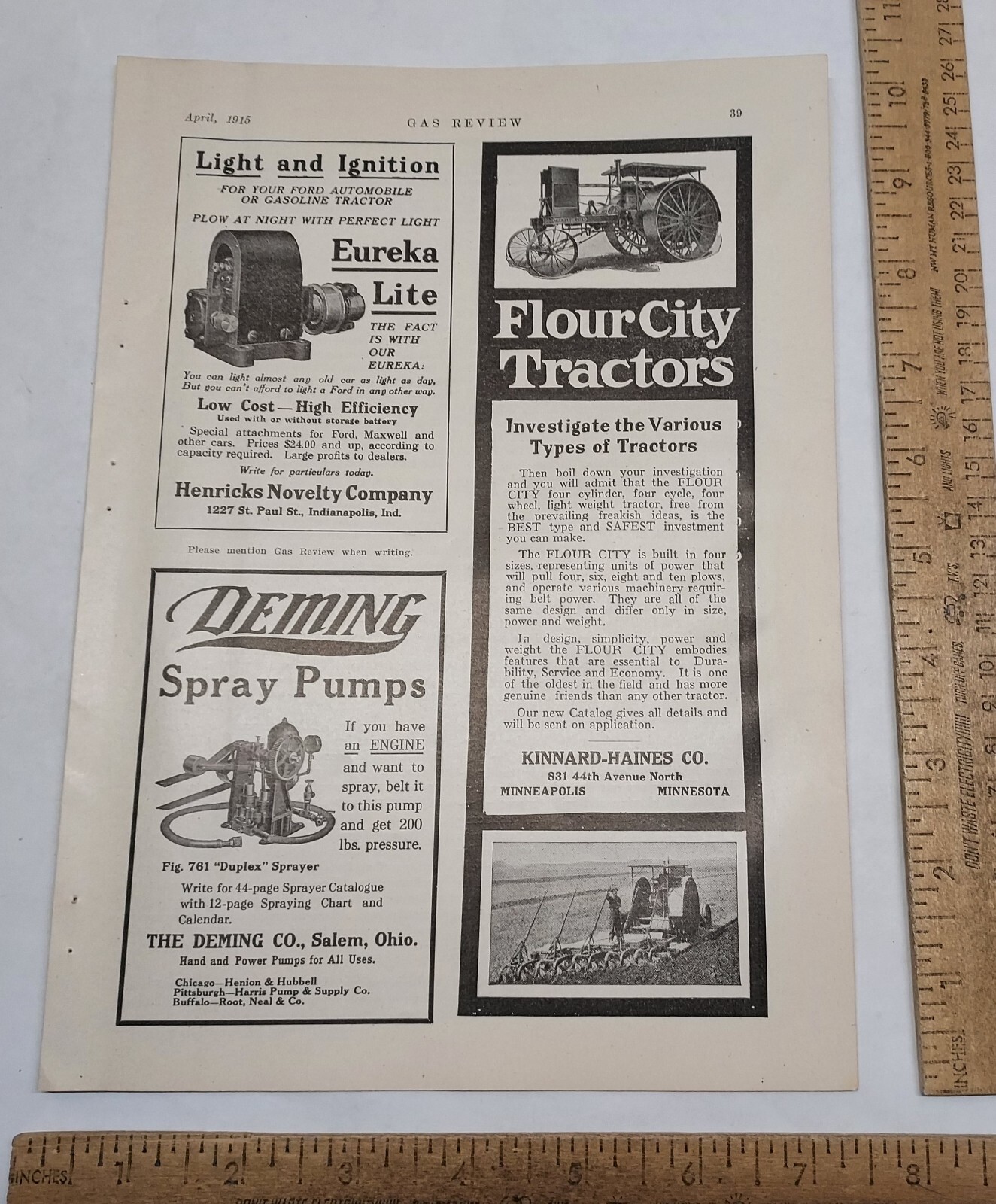 1915 – Flour City Tractors – KINNARD-HAINES CO – magazine ad – listing #5824