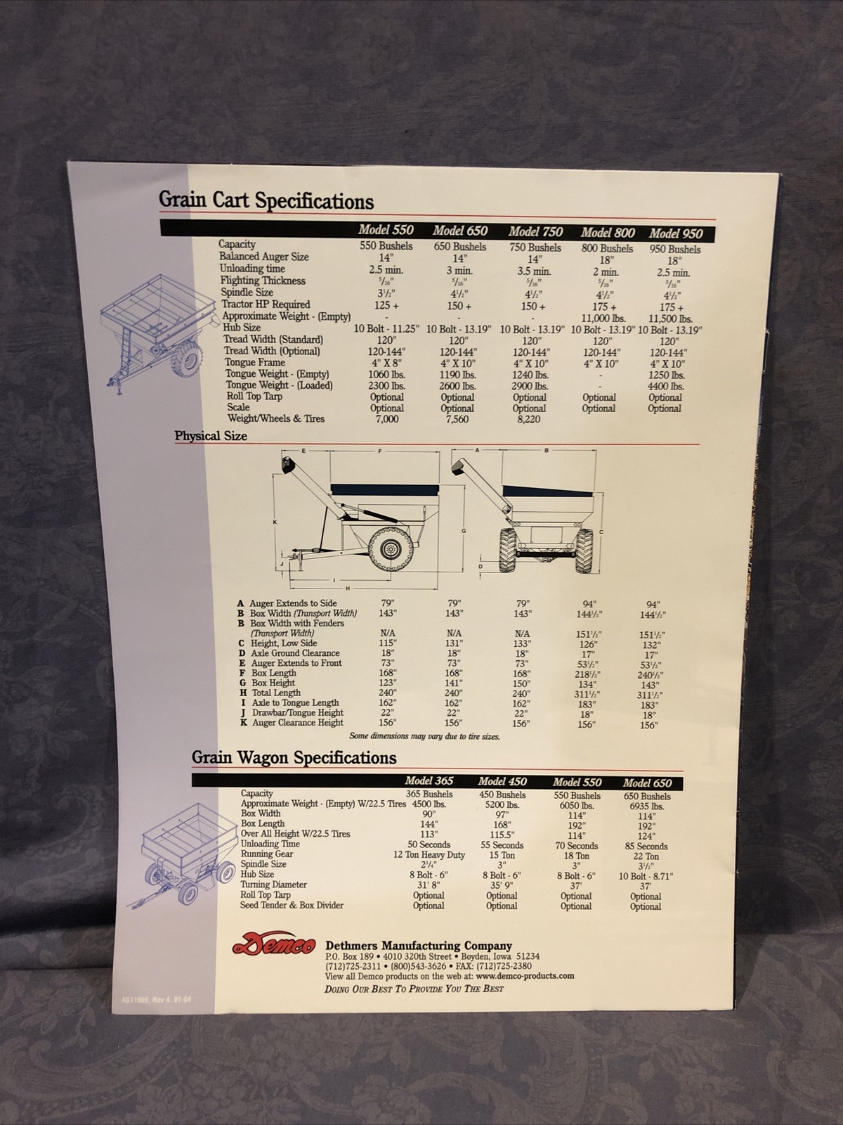 Demco “King Of Wagons And Grain Carts” Sales Brochure