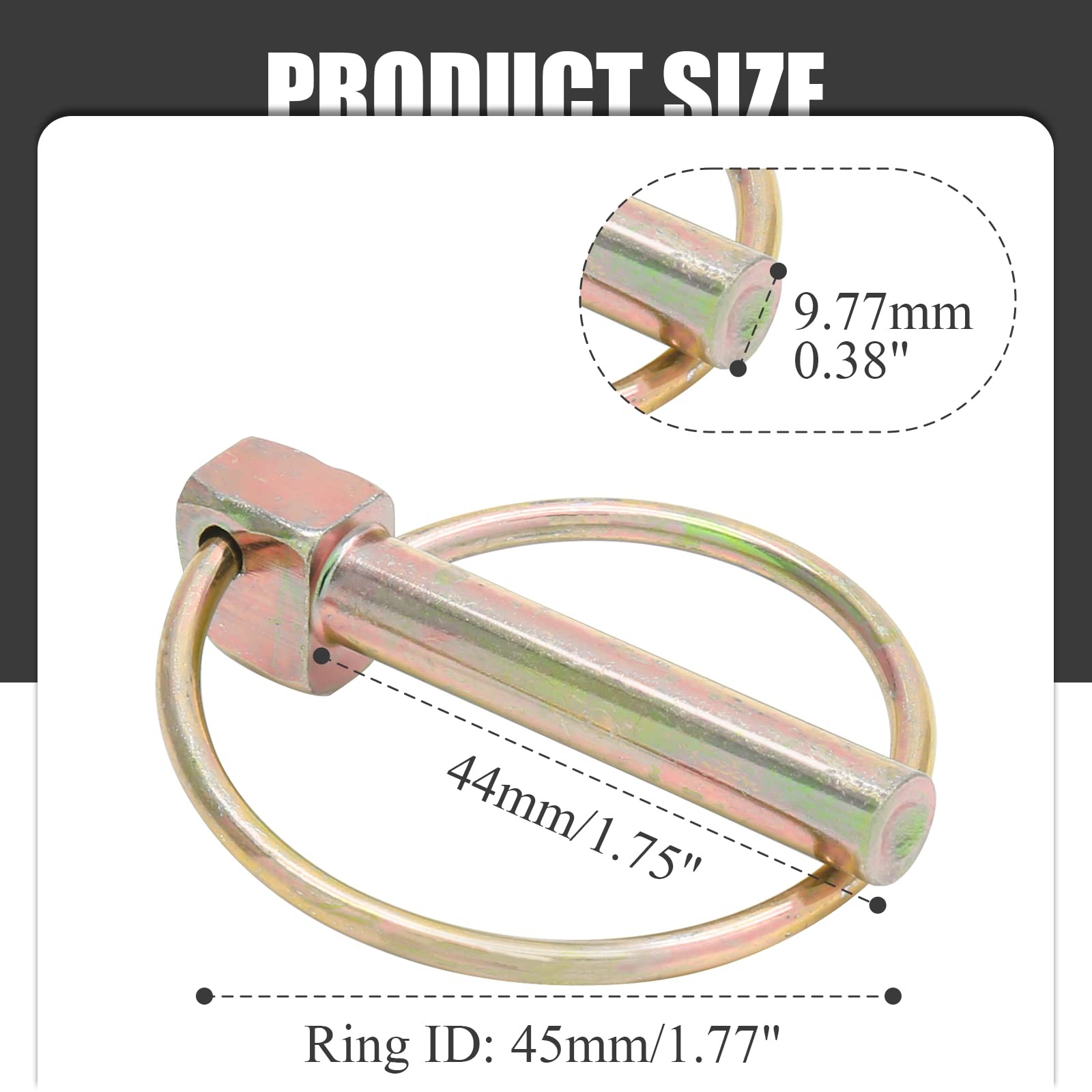 6Pcs 3/8 Inch Heavy Duty Lynch Pin with Ring, Round Linch Pins Assortment Kit…