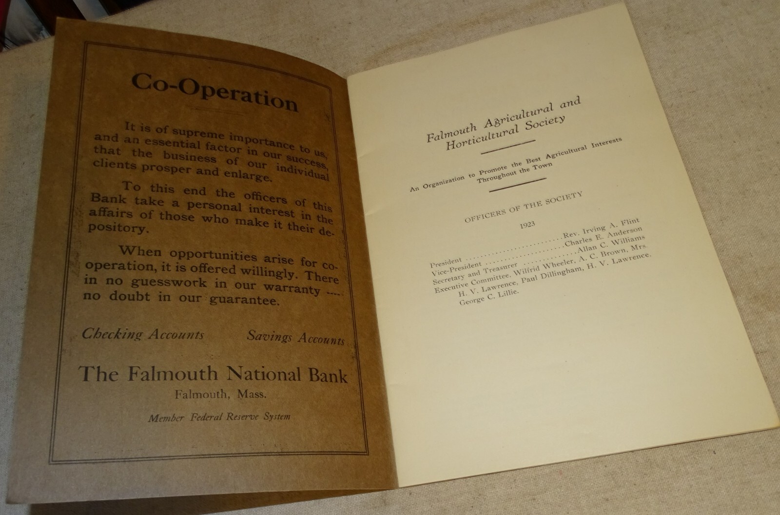 1923 Falmouth Mass Annual Agricultural & Horticultural Fair Premium List Booklet