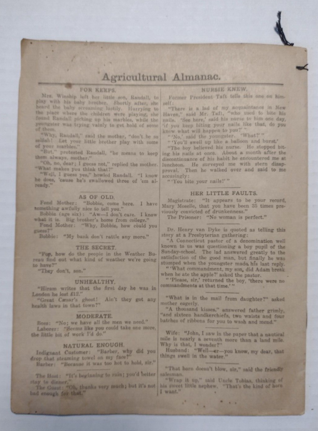 1917 John Baer’s Sons Lancaster, PA Agricultural Almanac