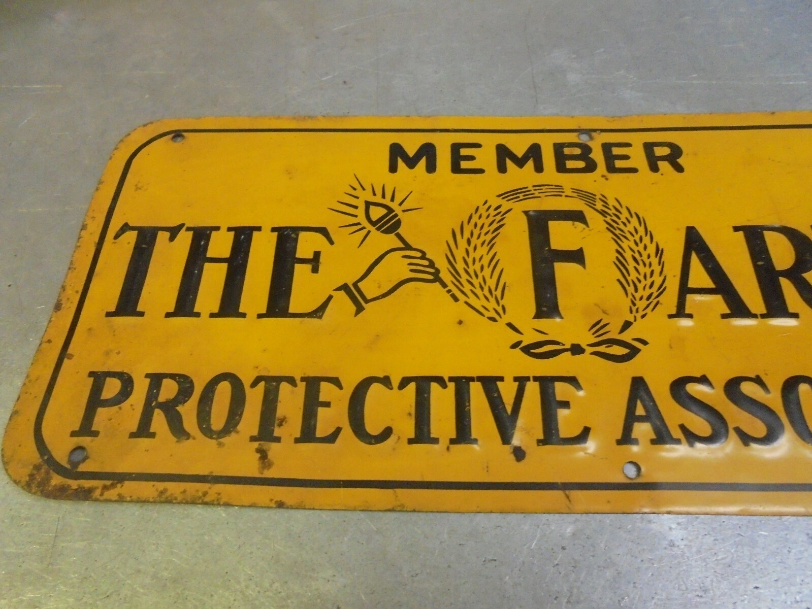 Vintage Member The Farmer’s Protective Association Tin Sign