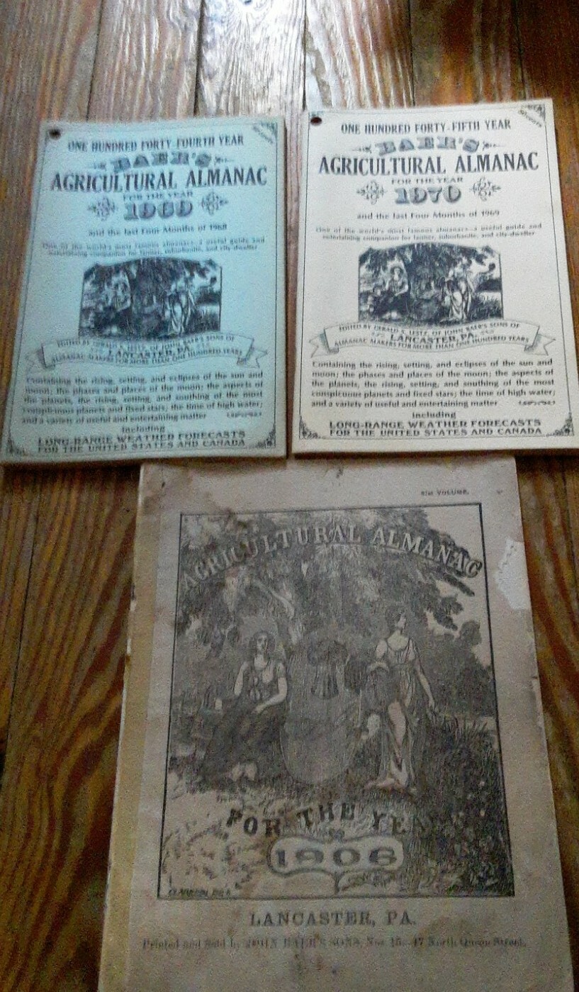 1969, 1970 & 1906 Baer’s Agricultural Almanacs lot of 3