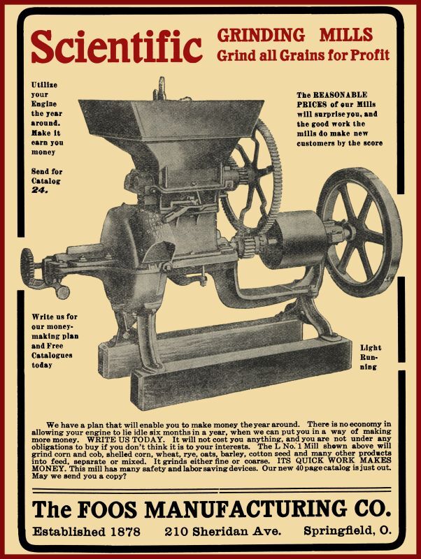 1905 Foos Mfg. Grinding Mill NEW Metal Sign: Springfield, OhiO
