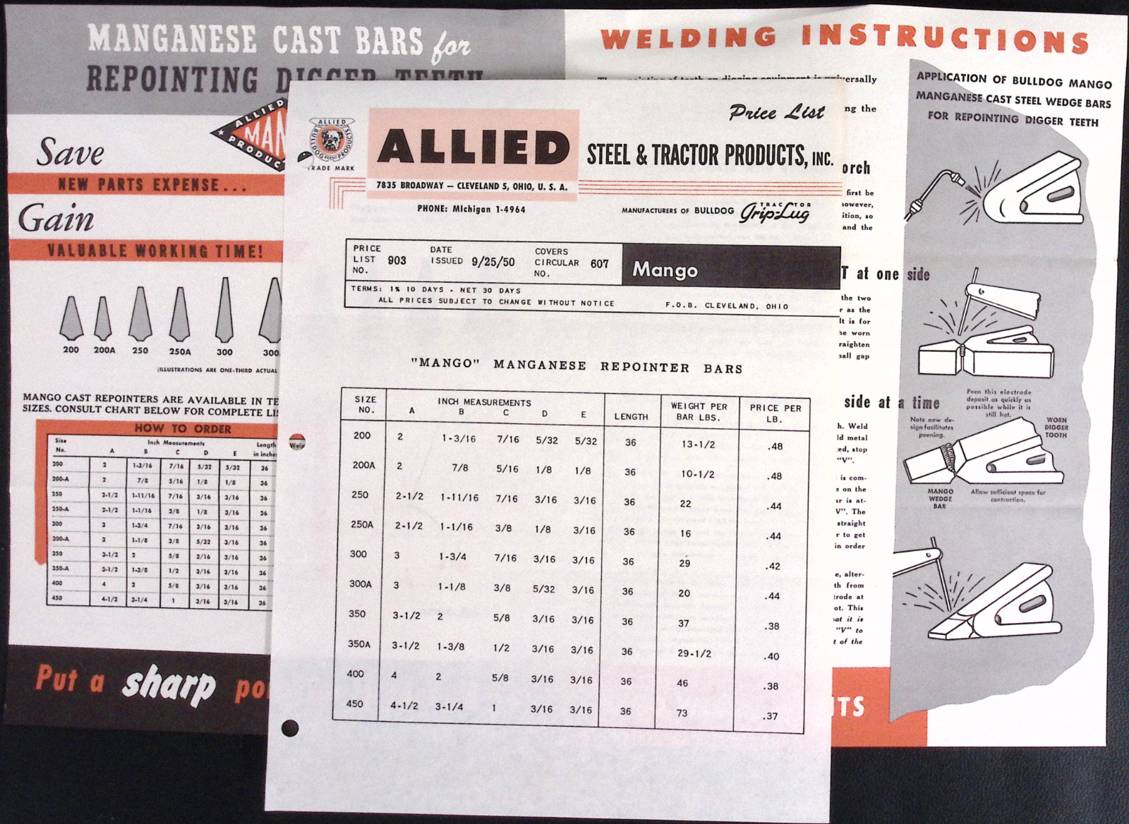 1950 Manganese Cast Bars Dogger Teeth Allied Steel & Tractor Products Brochure