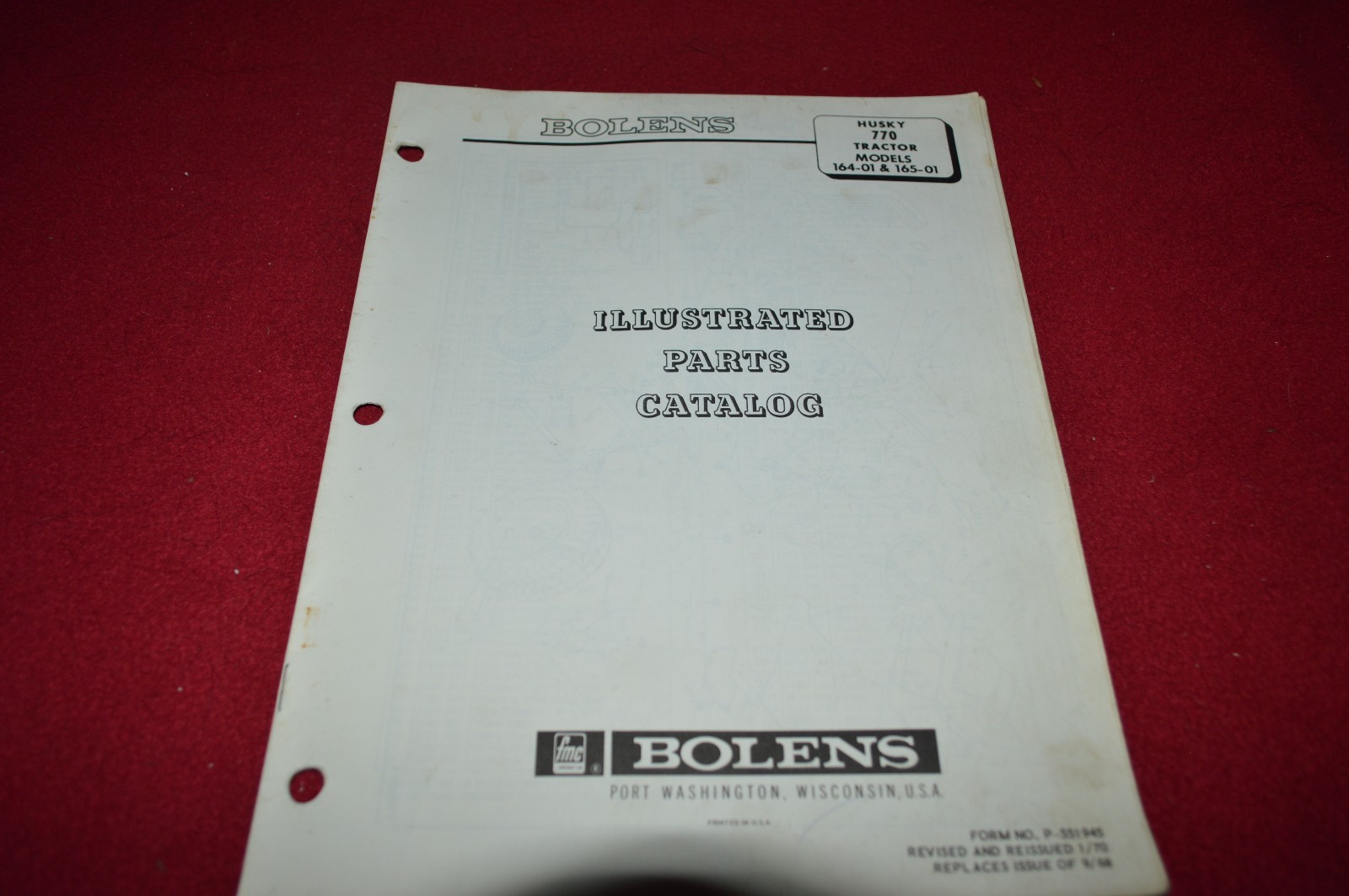 Bolens Husky 770 164-01 165-01 Tractor Dealer’s Parts Book Manual CHPA
