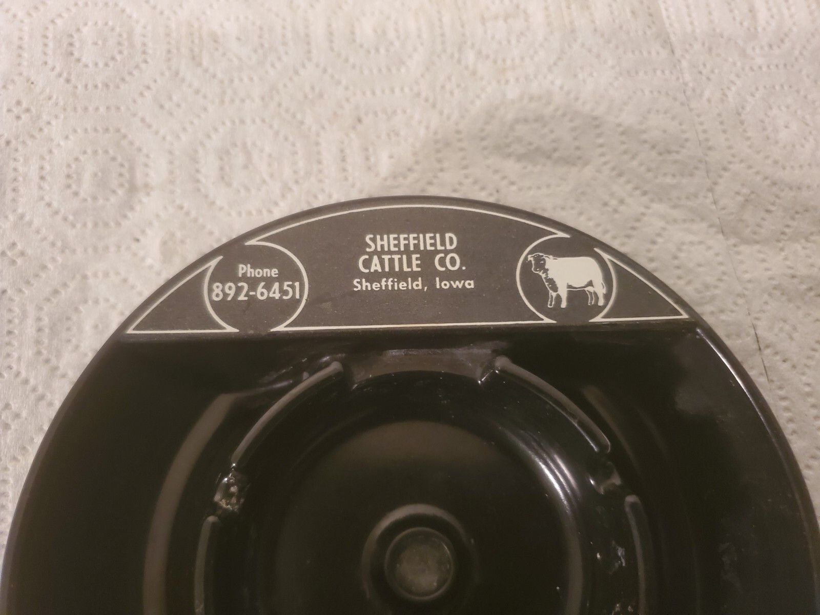 5-1/2″ Hard Plastic Ashtray Sheffield Cattle Company Sheffield Iowa Ranching