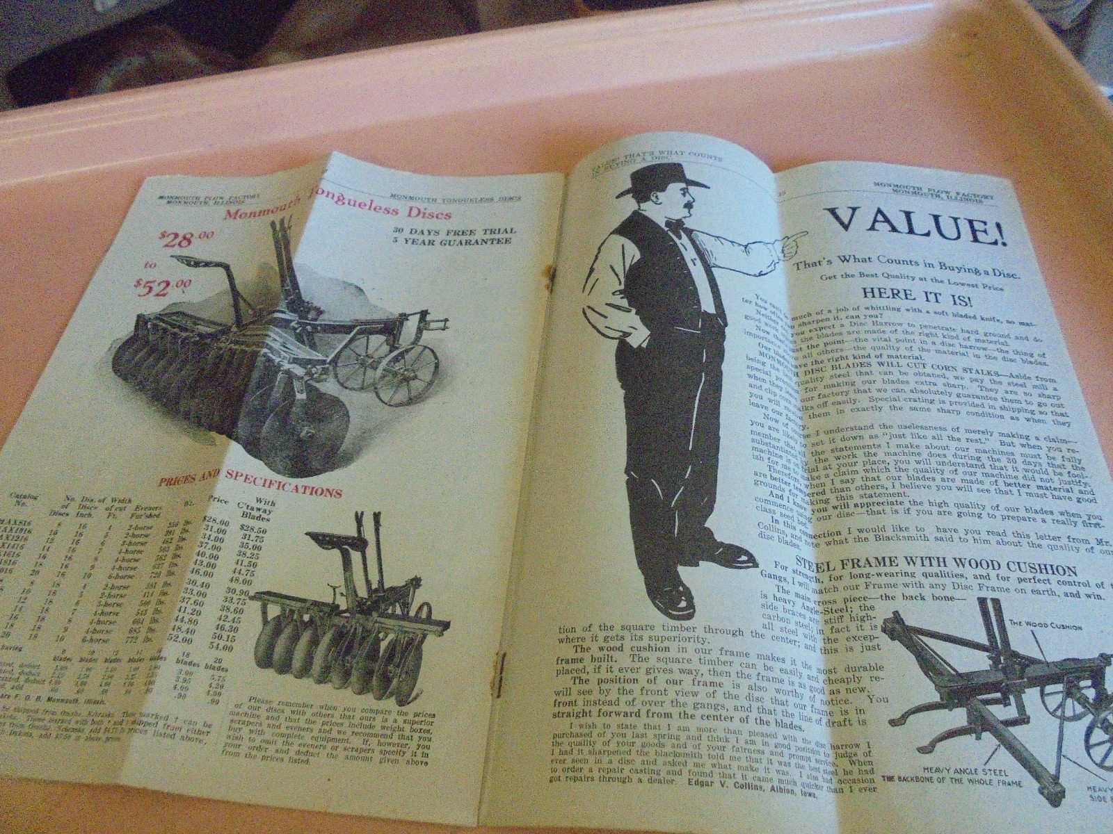 Vintage 1920’s Monmouth Plow Factory Brochure
