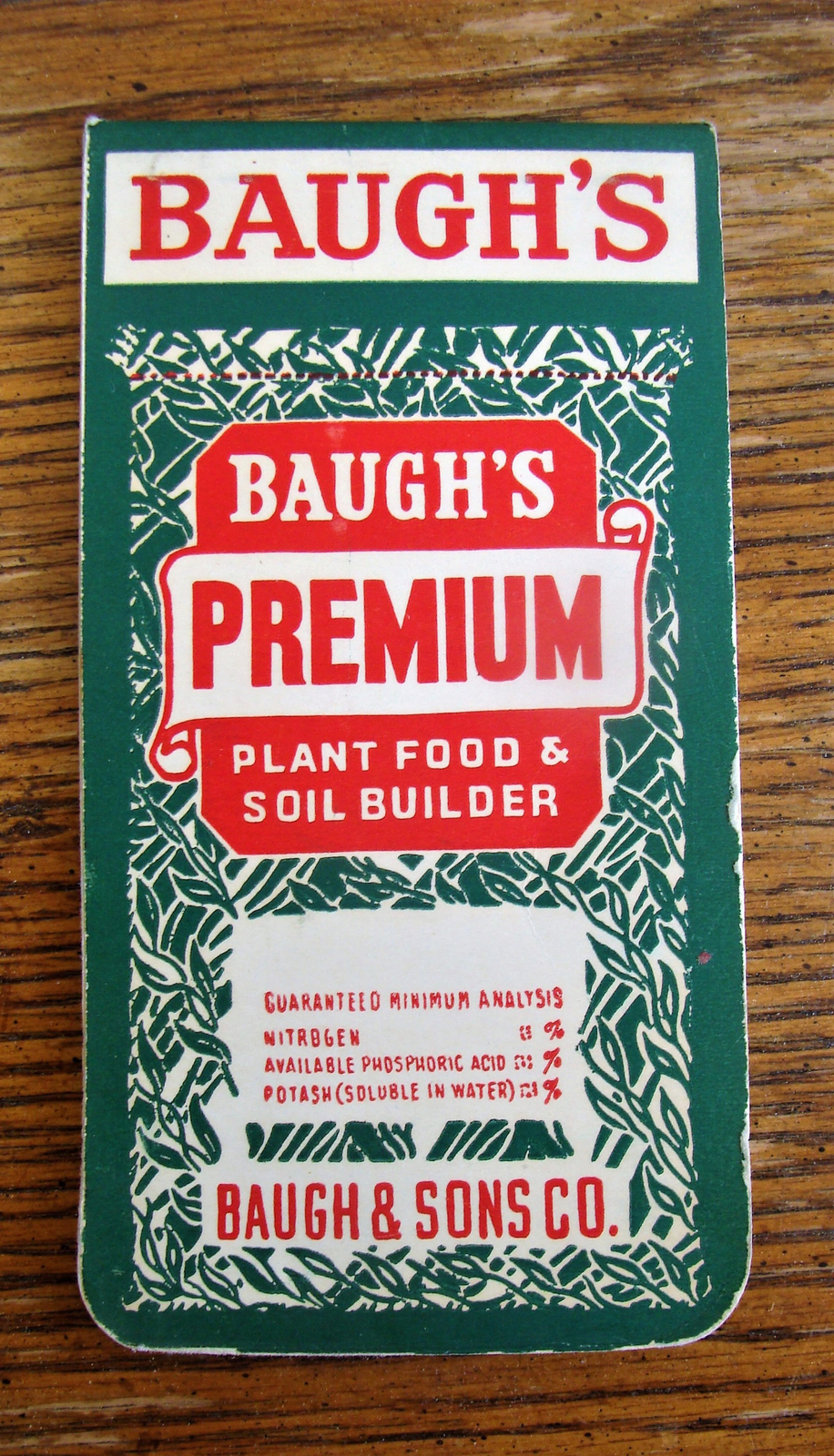 Vtg NOS Baugh’s Premium Plant Food Soil Builder Pocket Memo Book Exc Cond