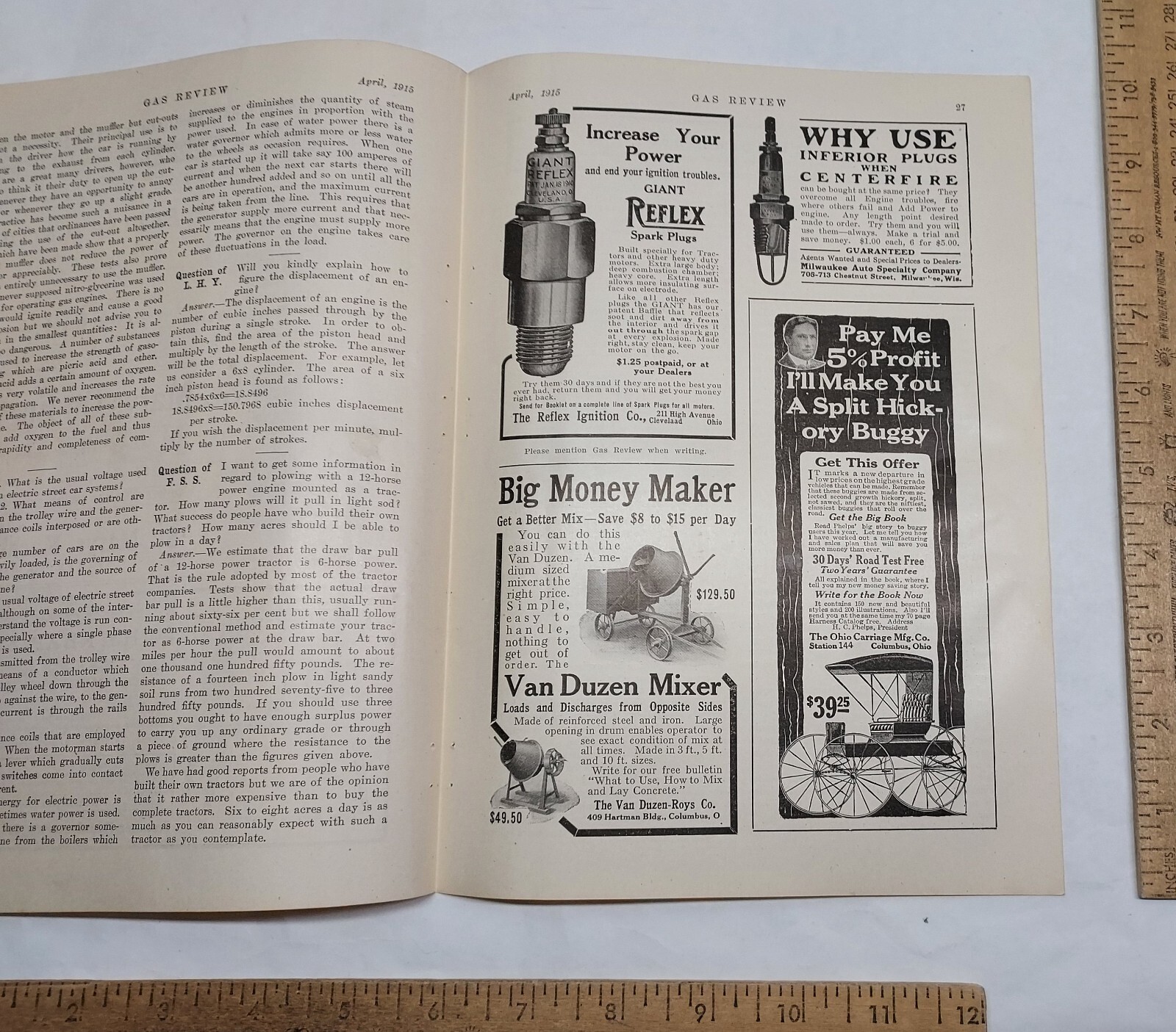 1915 – SILBERZAHN Ensilage Cutter GEHL BROS – magazine ad – listing #5817