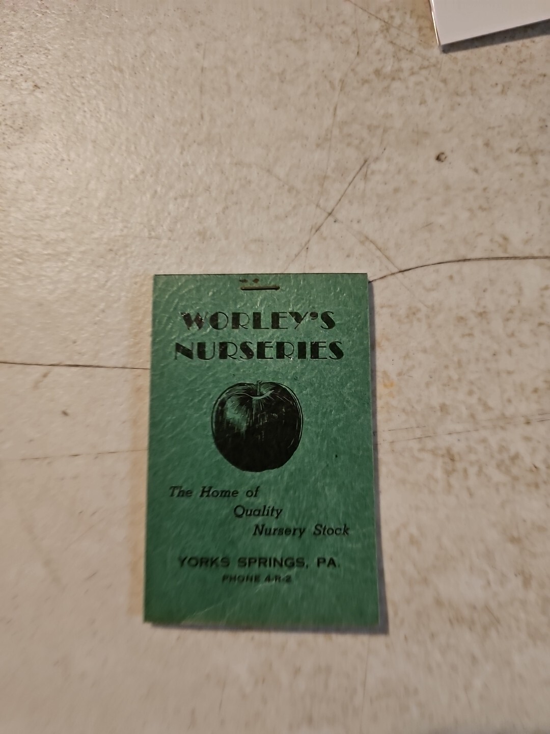 Vintage Early Worley’s Nurseries Memo Pad. York Springs,PA. Phone 4-R-2