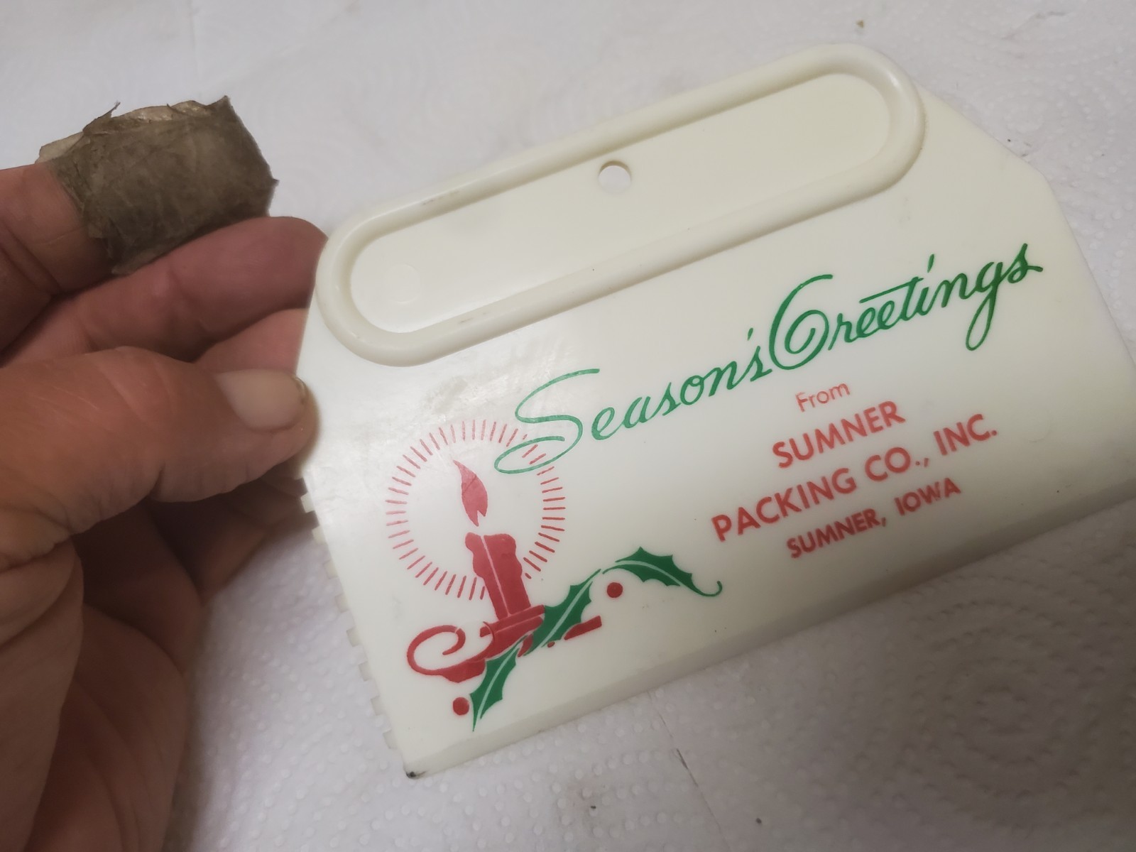 6″ Plastic Scraper Sumner Packing Company Sumner Iowa Seasons Greetings