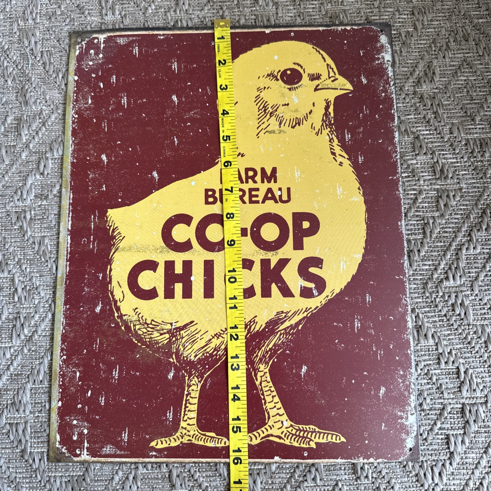 Farm Bureau Co-op Baby Chicks Sign Tin Vintage Garage Bar Decor Old Rustic