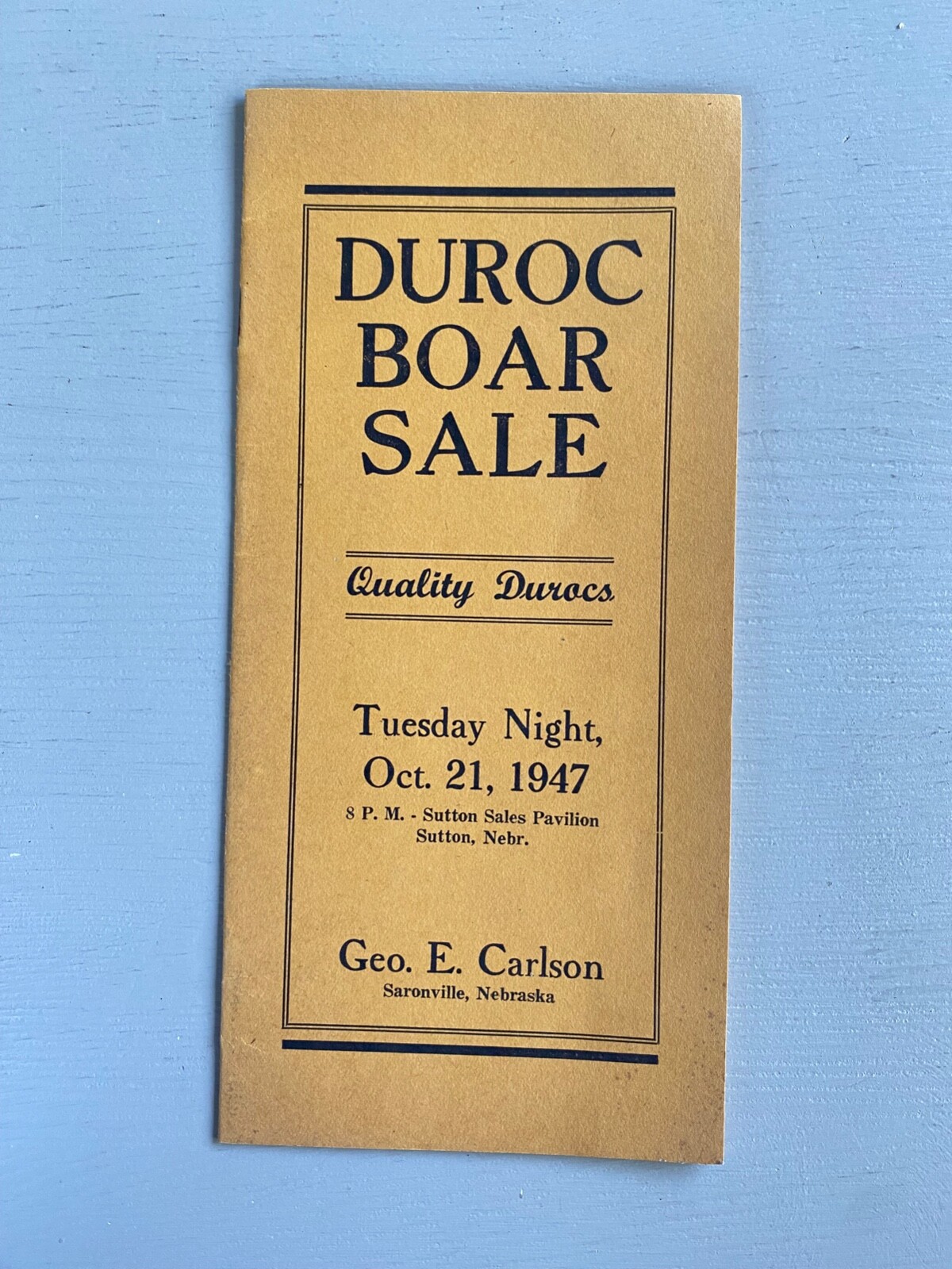 Vintage Durocs Boar Hogs Pigs Sale Catalog Book Saronville Nebraska 1947 Farm Ag