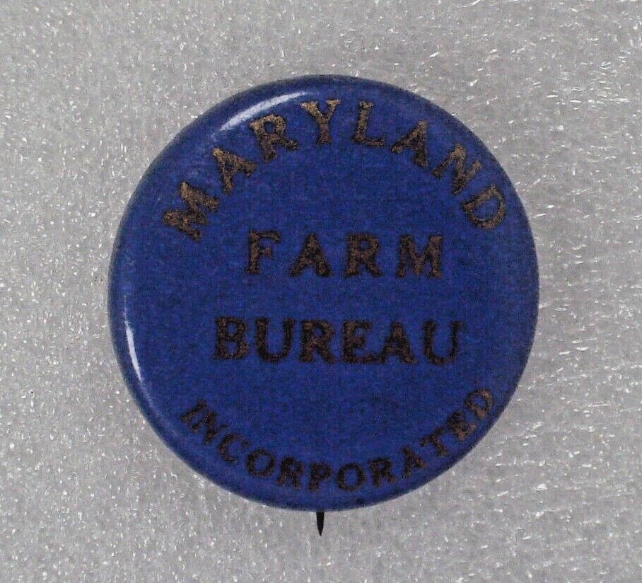Vintage 1960’s Maryland Farm Bureau Lapel pin / button. Corn Cattle Farming