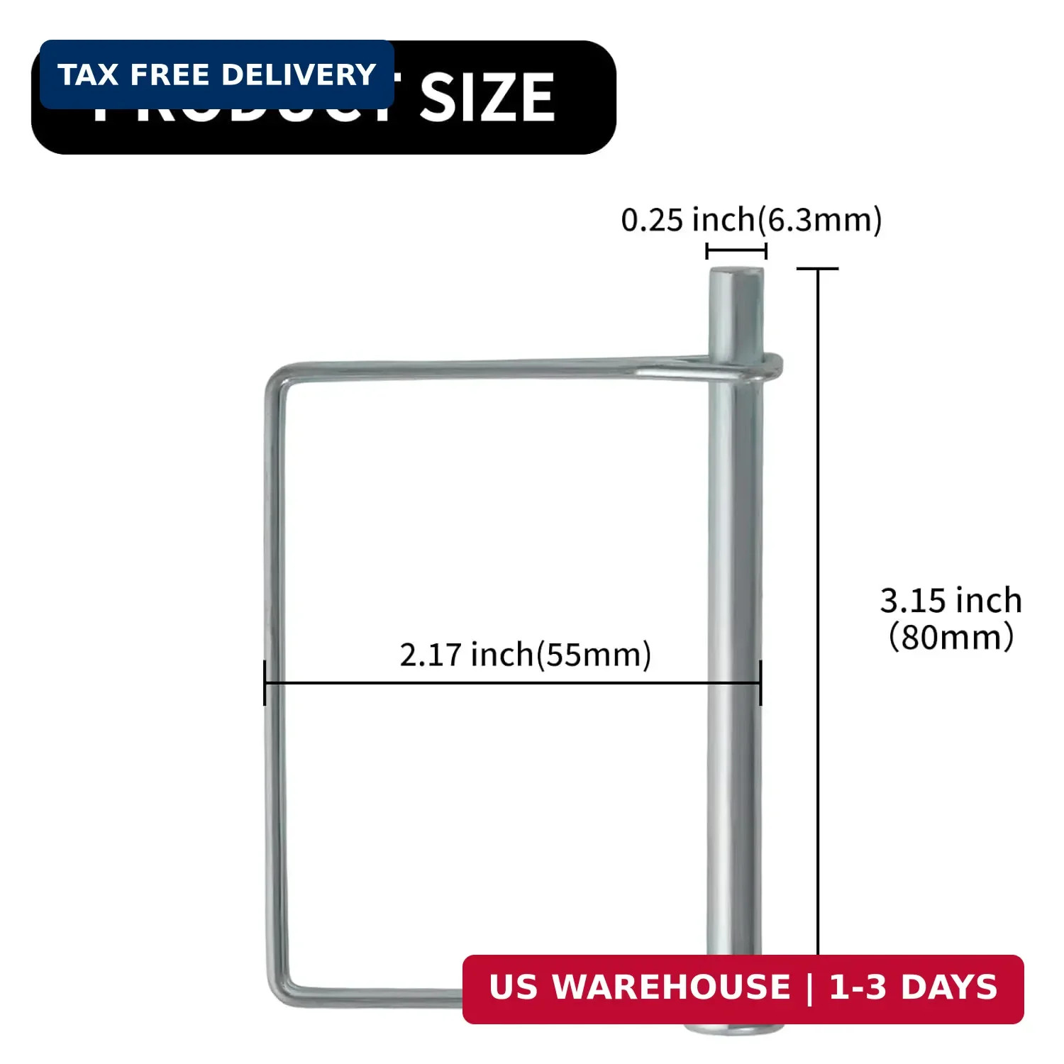 2 Pack Premium Safety Coupler Pin 1/4″ x 3.15″(6.3mm x 80mm) High-Quality Traile