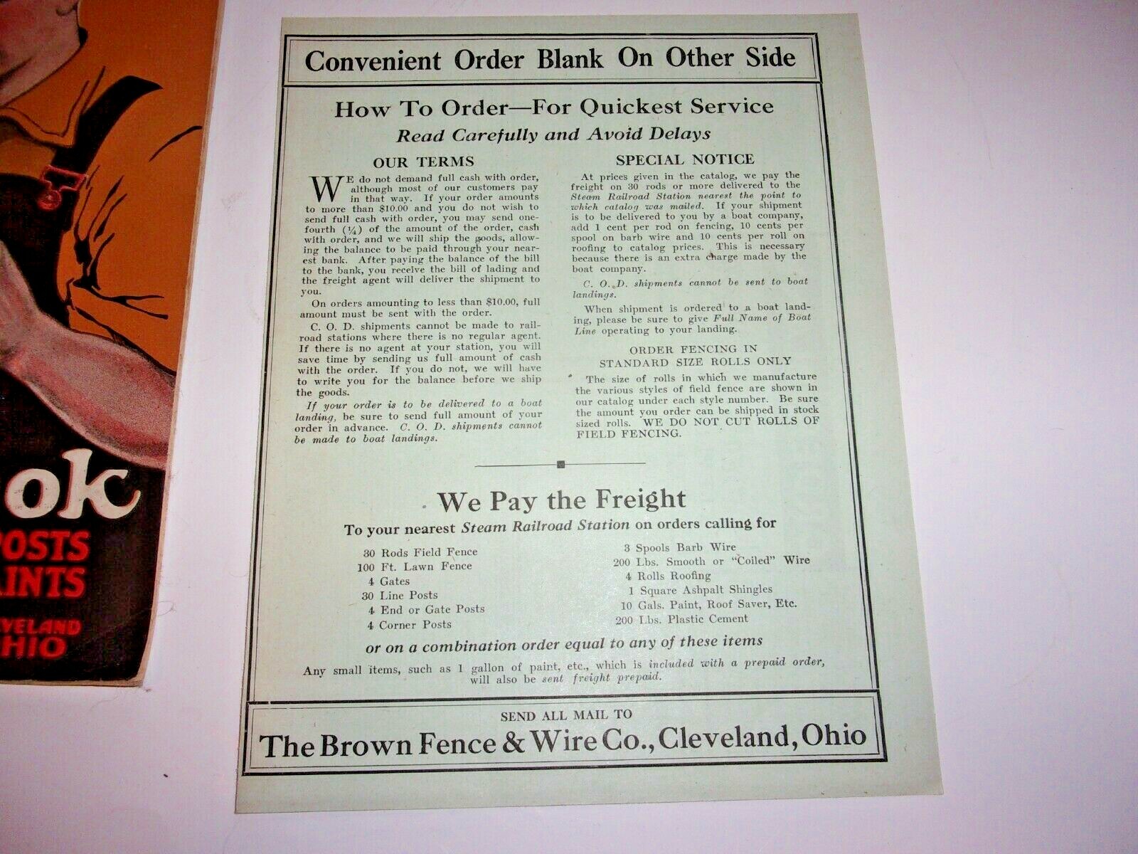 JIM BROWN’S 1925 BARGAIN BOOK CATALOG BROWN’S FENCE & WIRE, CLEVELAND, OHIO