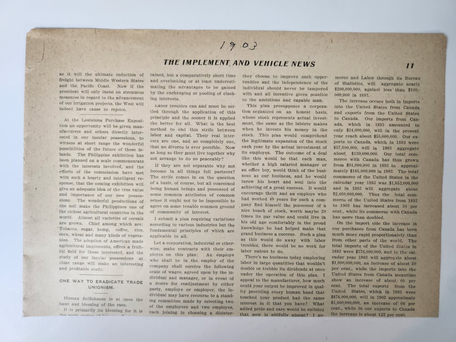 Collins Plow Quincy Illinois Farm Farming Equipment Ad Antique 1903 Clipping
