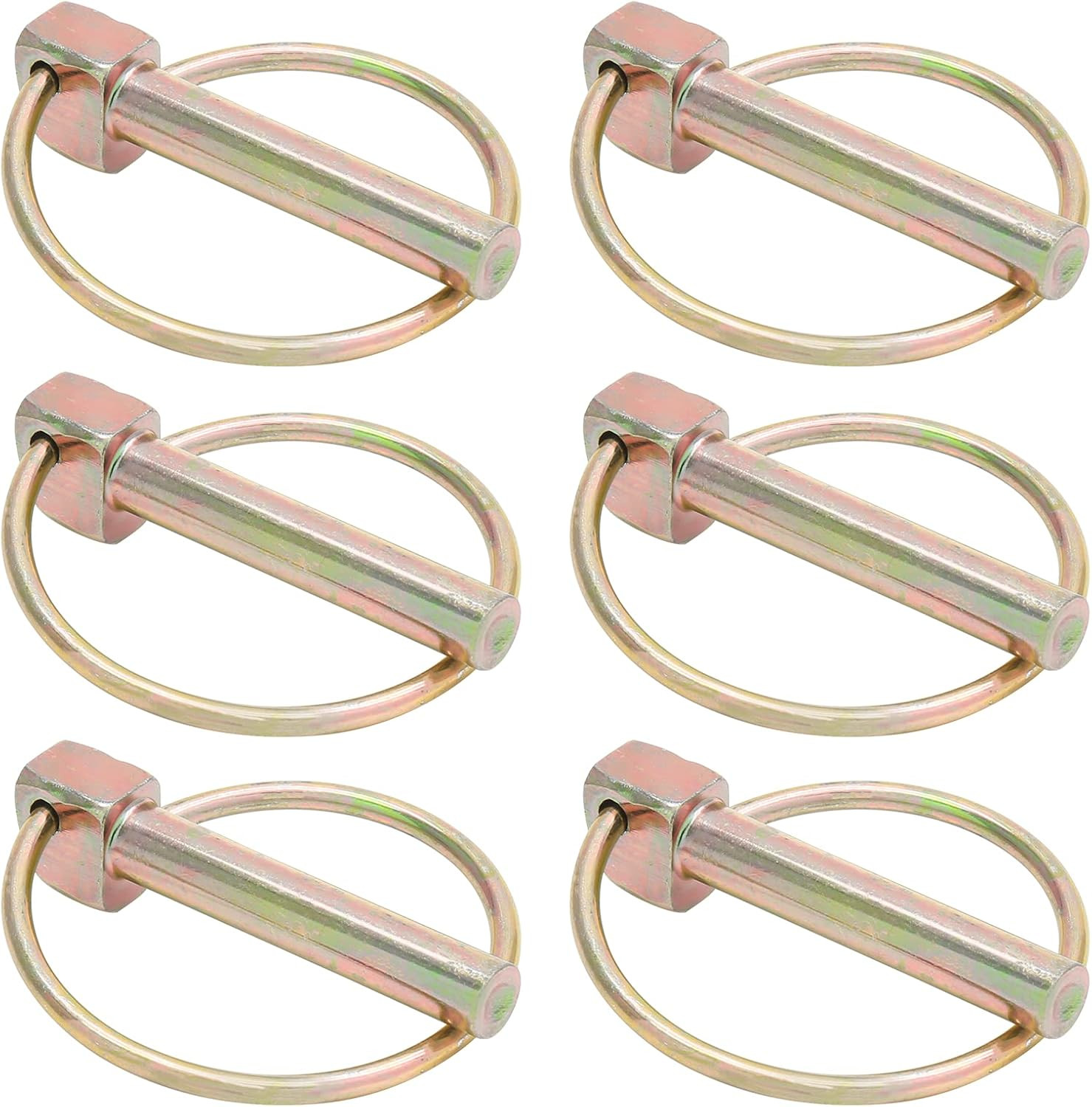 6Pcs 3/8 Inch Heavy Duty Lynch Pin with Ring, round Linch Pins Assortment Kit Lo