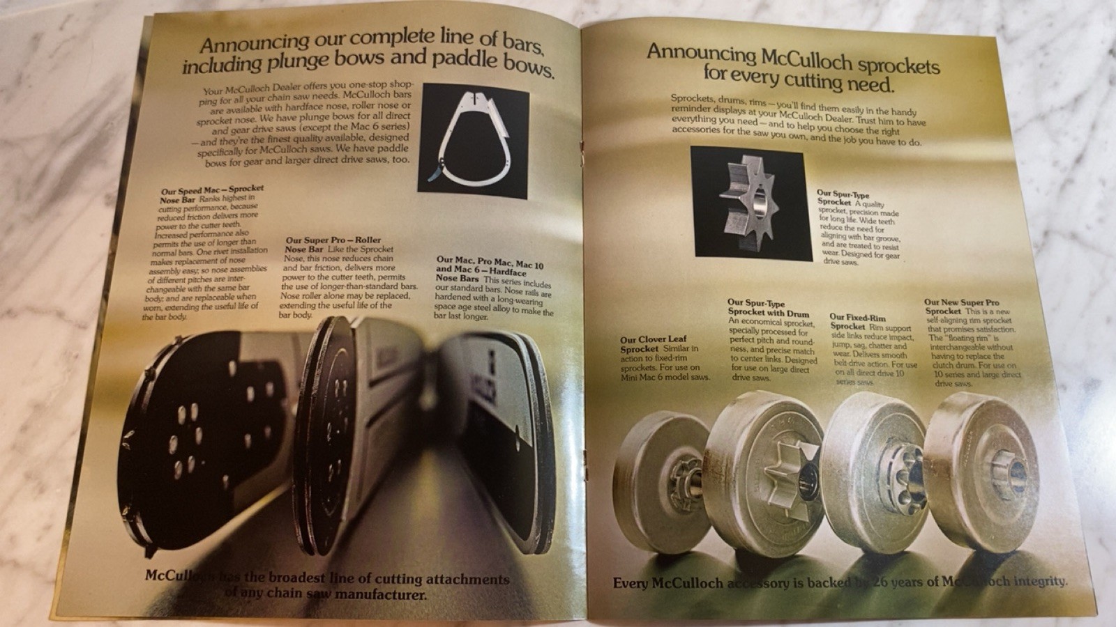 Vintage McCulloch Chains, Bars, Sprockets Advertising Brochure 1972