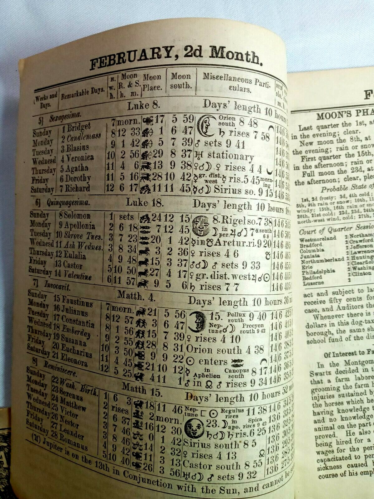 1891 John Bear Baer’s Agricultural Almanac Lancaster, PA Antique Farmers Vintage