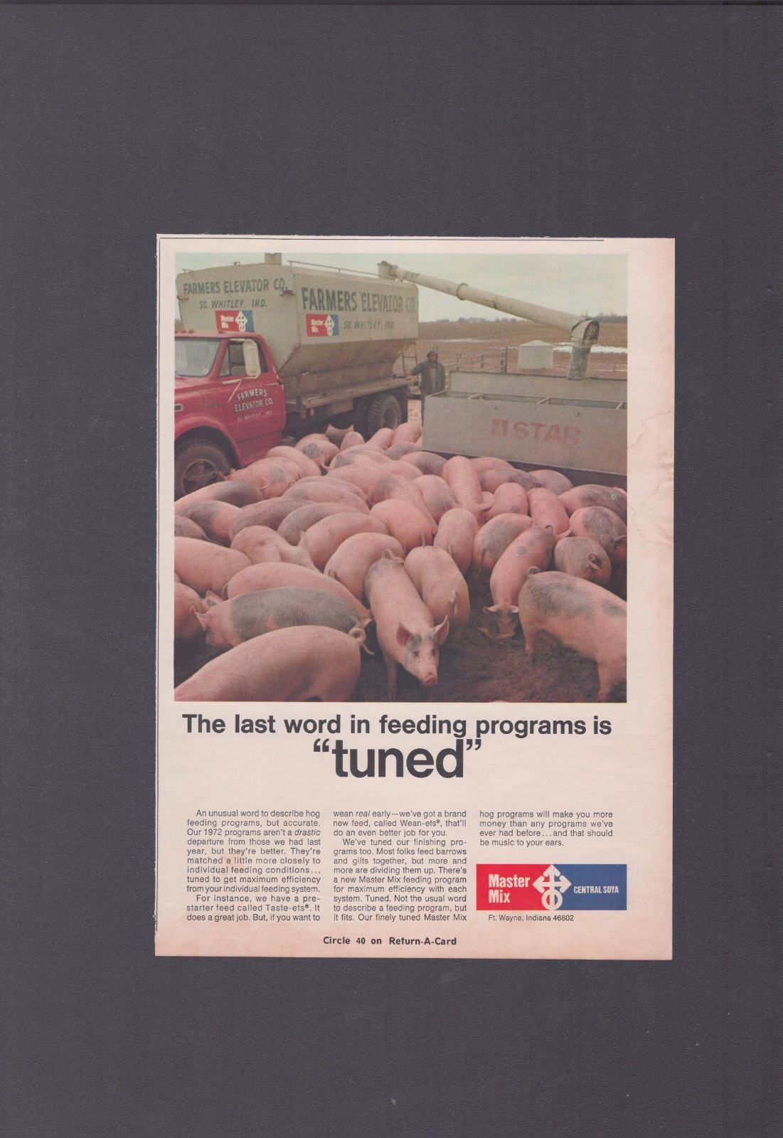 1972 Print Ad Master Mix Ft Wayne Indiana Last Word in Feeding Programs Tuned