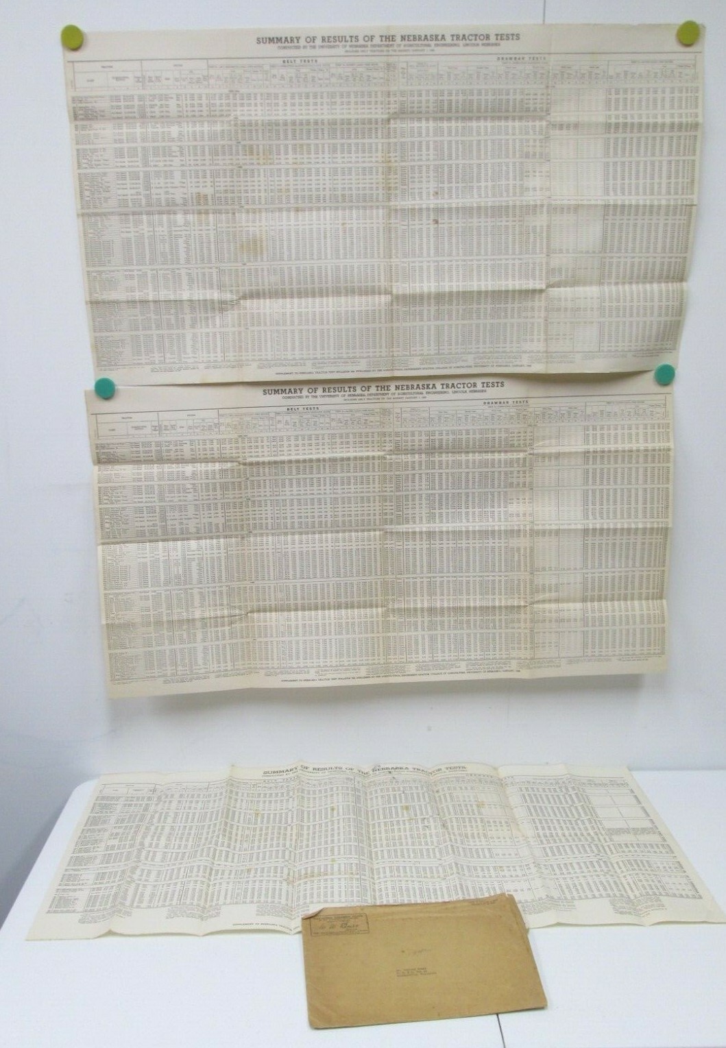 Vtg Summary of Results Nebraska Tractor Tests Ag Farm Charts 1942 Belt Drawbar