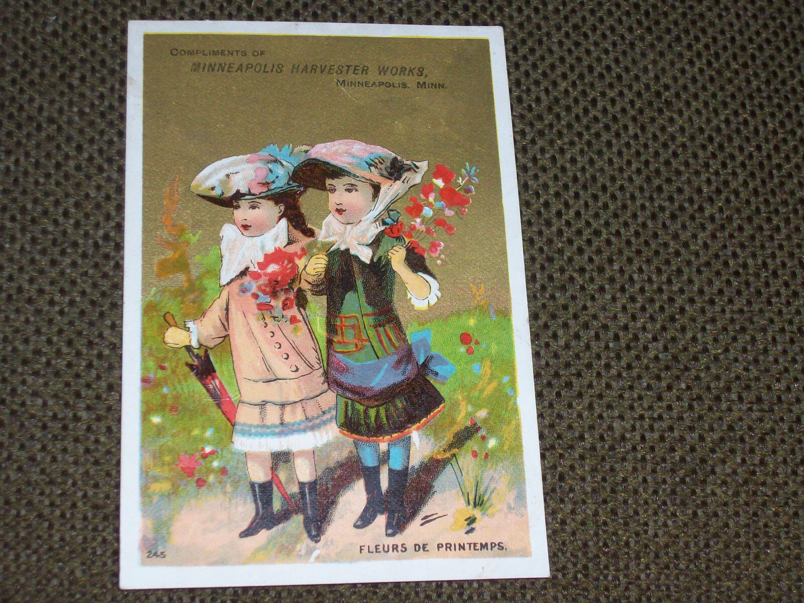 1890’s Minneapolis Harvester Works Advertising Trade Card Steel Twine Binder MN