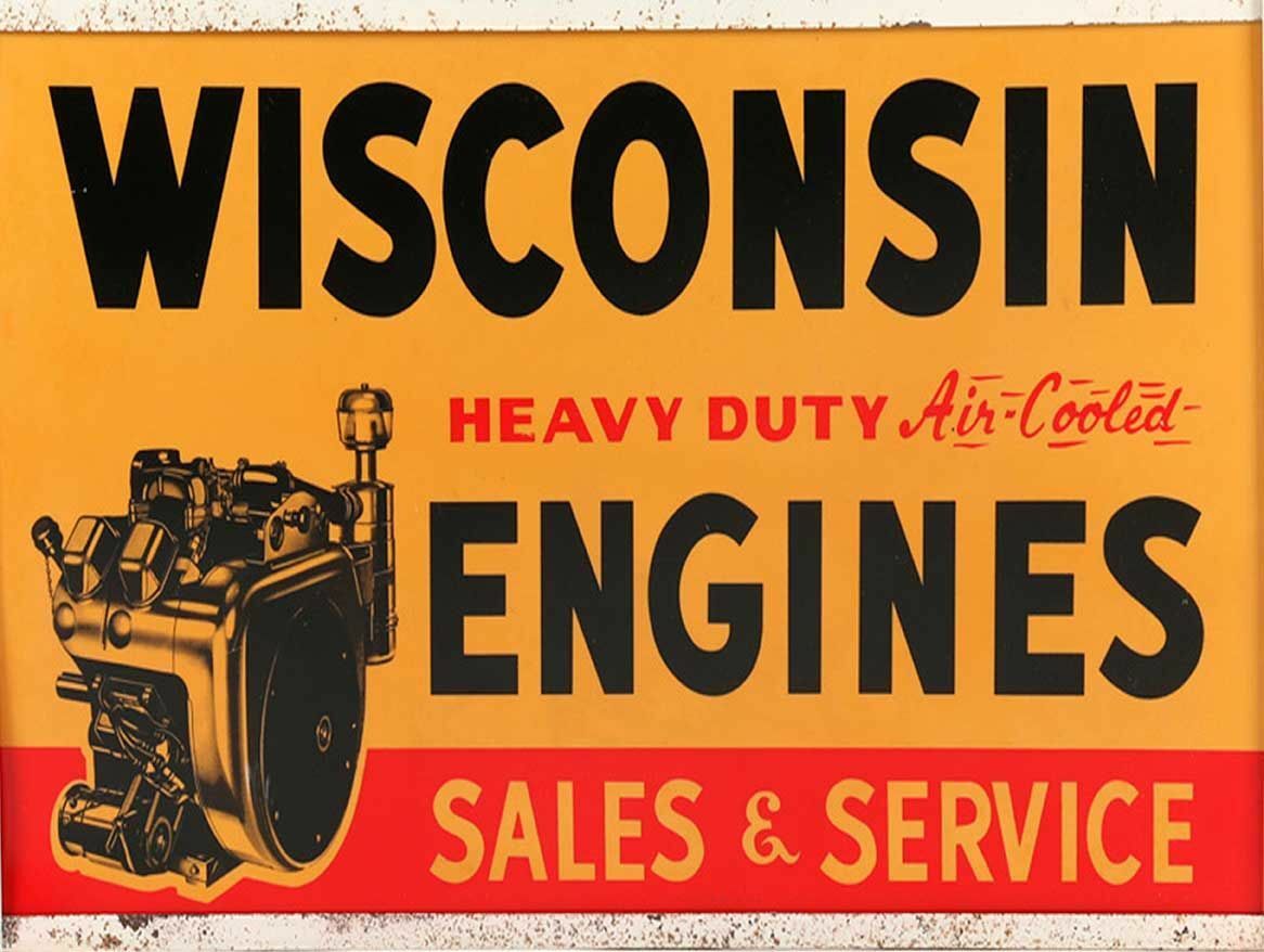 WISCONSIN ENGINES SALES & SERVICE 16″ HEAVY DUTY USA MADE METAL ADVERTISING SIGN