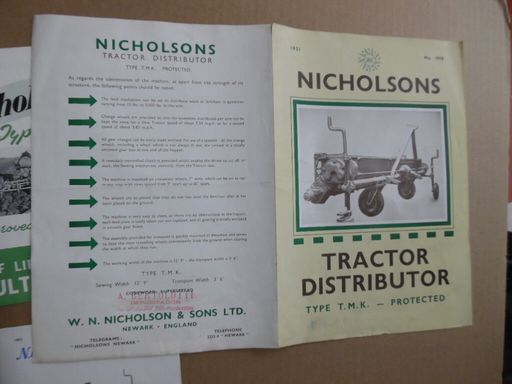 c.1952 W.N. Nicholson & Sons Ltd Farm Machinery Brochure Lot Newark UK Vintage