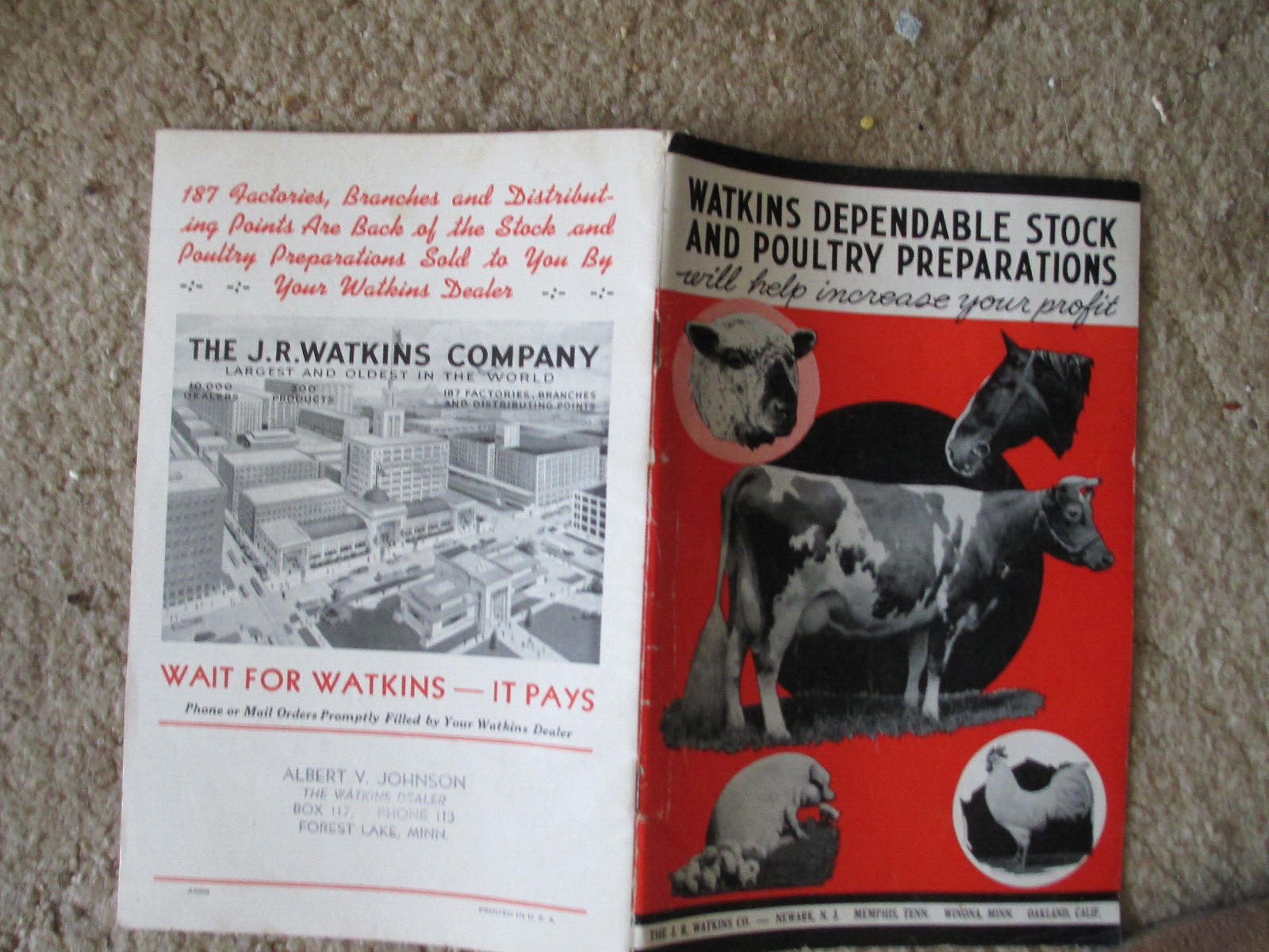 1930’S J.R. WATKINS DEPENDABLE STOCK & POULTRY PREPARATIONS BOOKLET GUIDE FARM