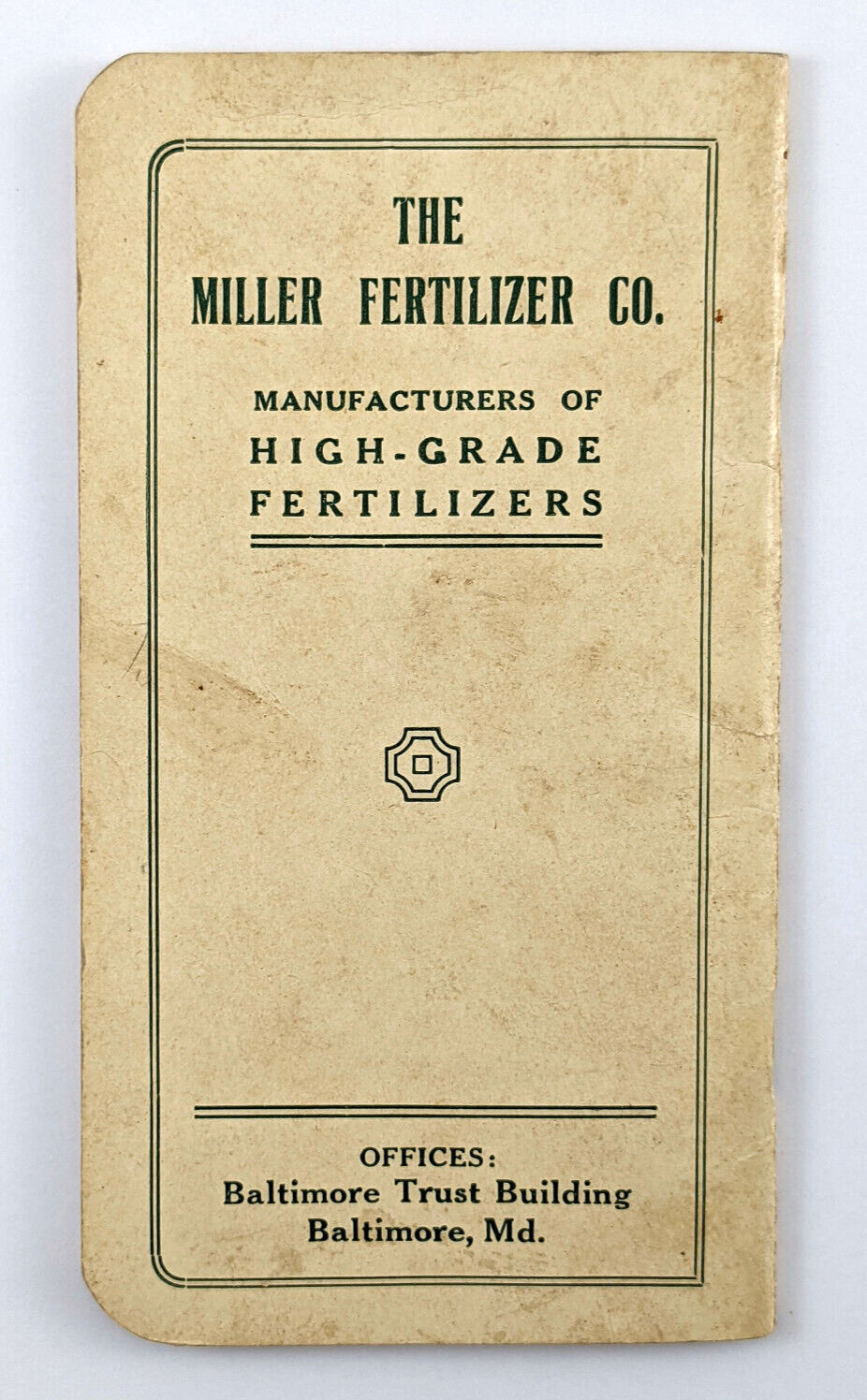 Vintage Advertising Notepad Miller Fertilizer Co Baltimore MD 1930