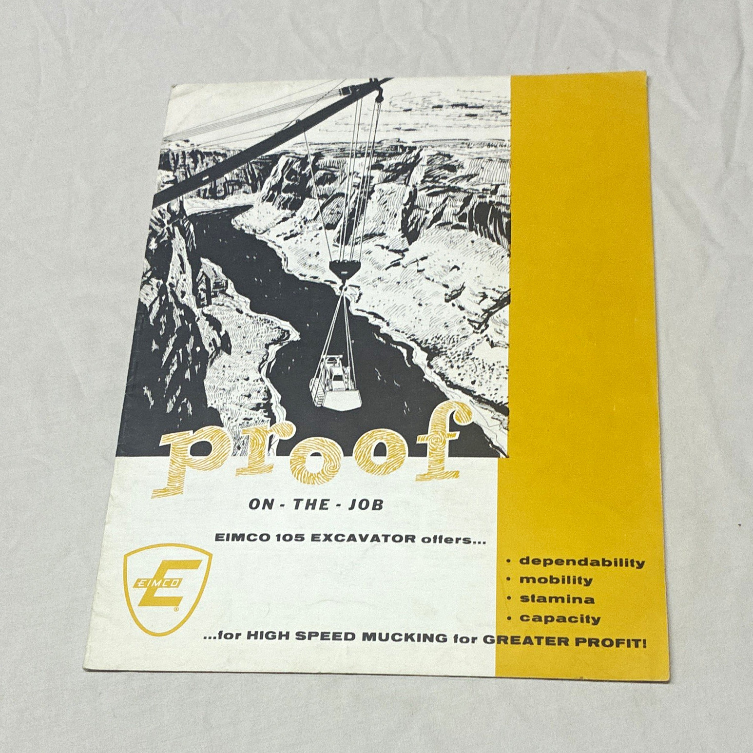 EIMCO 105 Excavator “Proof On-The-Job” Original Advertising Brochure 1959