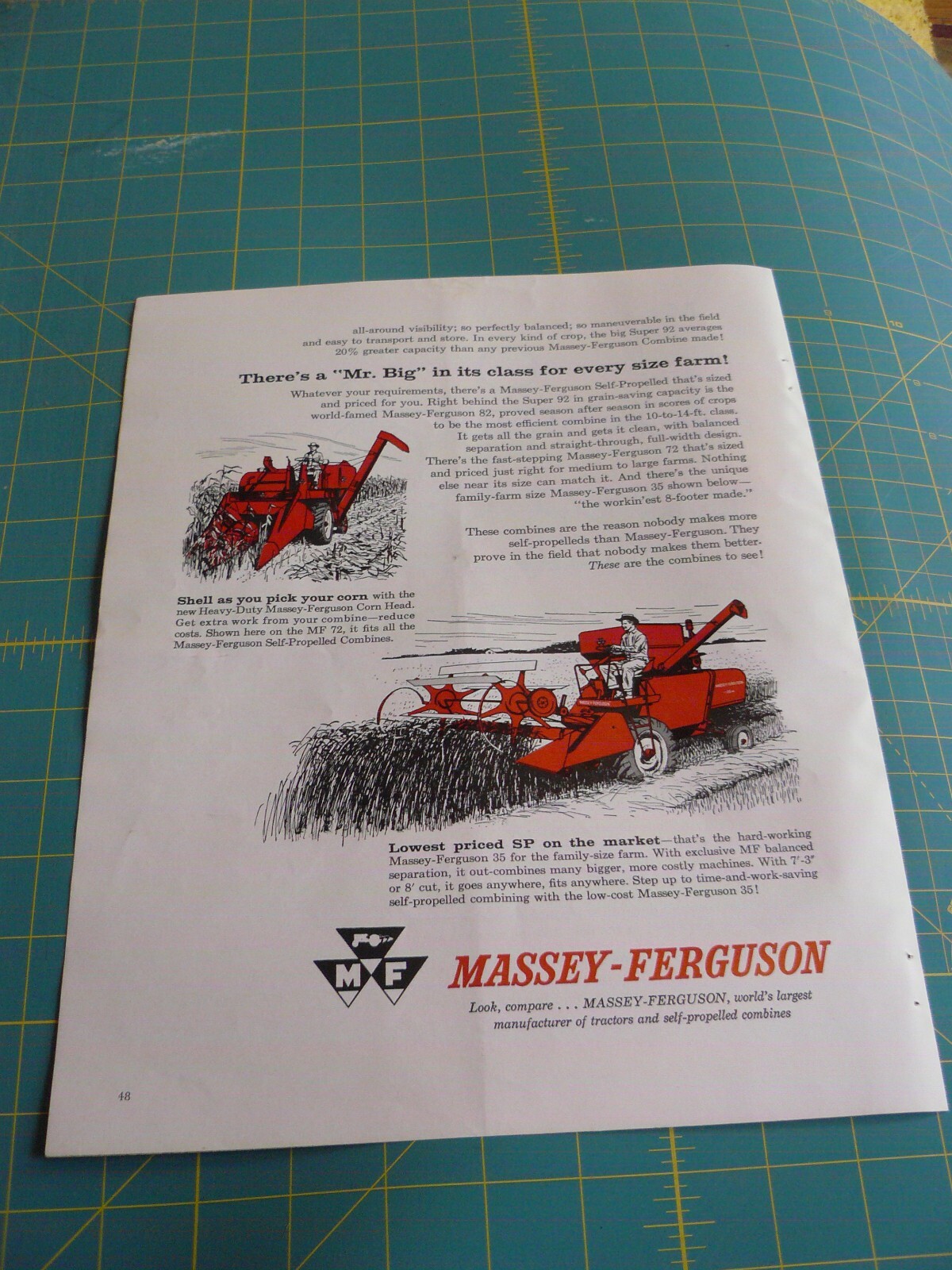 THE FARM QRTLY- SUMMER 1961 – ad – MASSEY-FERGUNSON SUPER GIANT 92 COMBINE